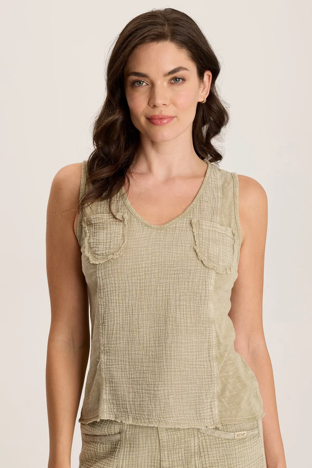 QuickReleaseFastener Story Mood Kirkley Gauze/Jersey V-Neck Tank