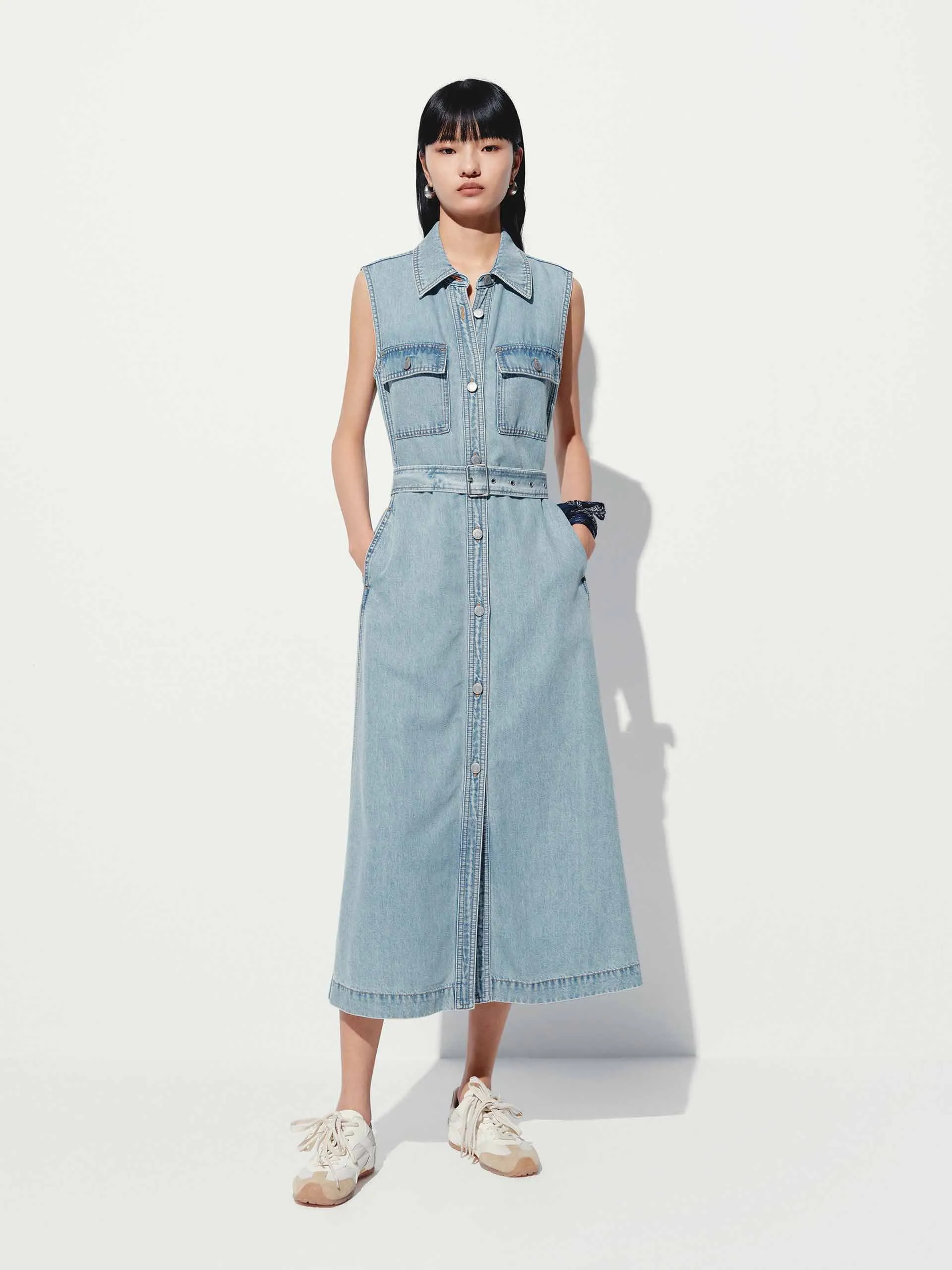 Include Belted Midi Dress Street Chic Velvet Smooth
