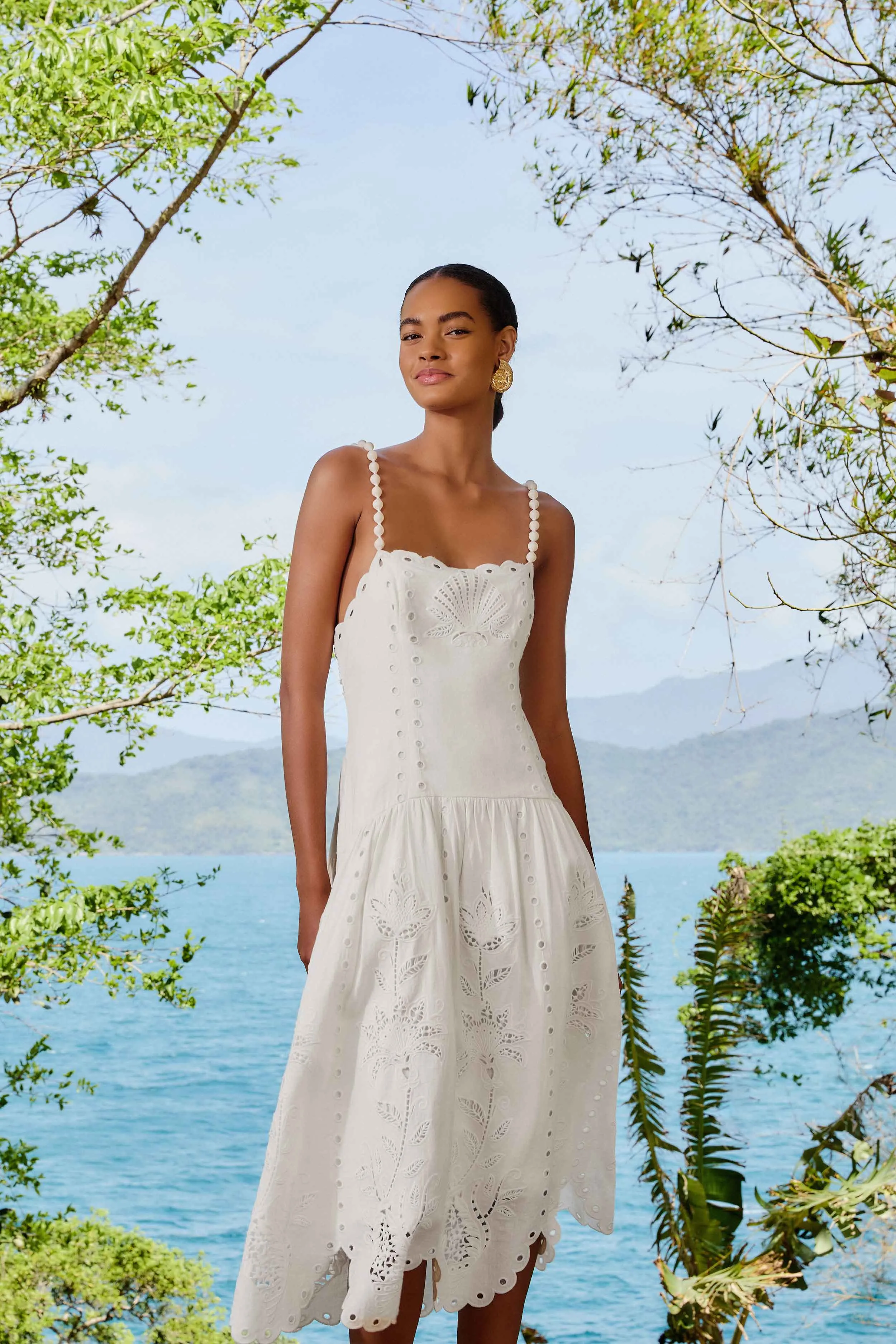 Sophisticated Wardrobe Off-White Richelieu LENZING? ECOVERO? Euroflax? Midi Dress