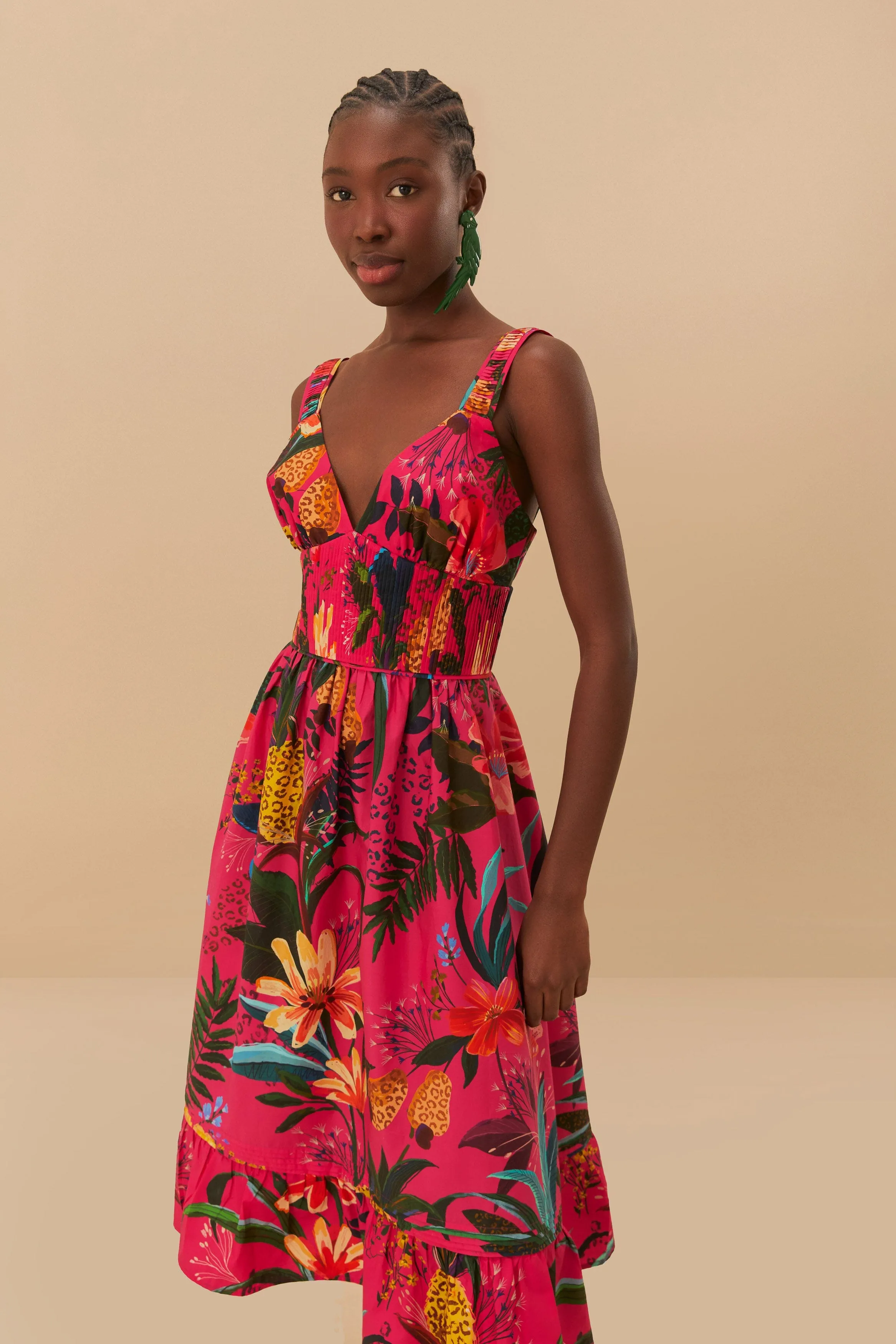 Leopard Flowers Pink Midi Dress Flattering Outfit Charity Gala