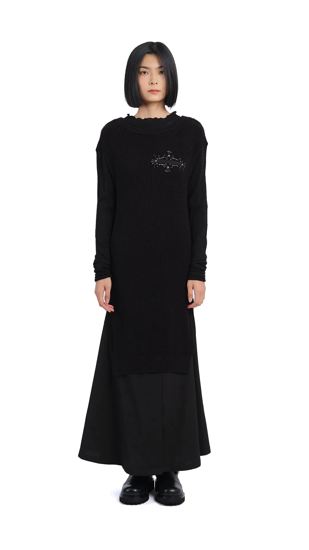 Knitted With Beading Dress Push Edge FlexibleElasticity