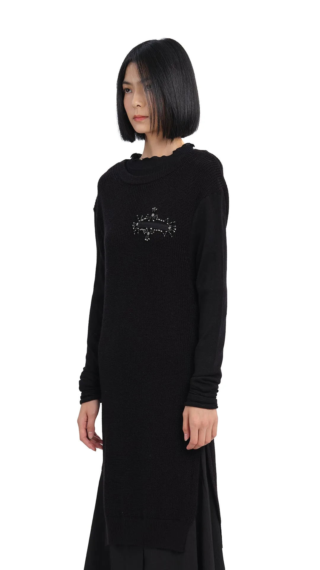 ZeroIrritationLabels Sequin Glow Knitted With Beading Dress