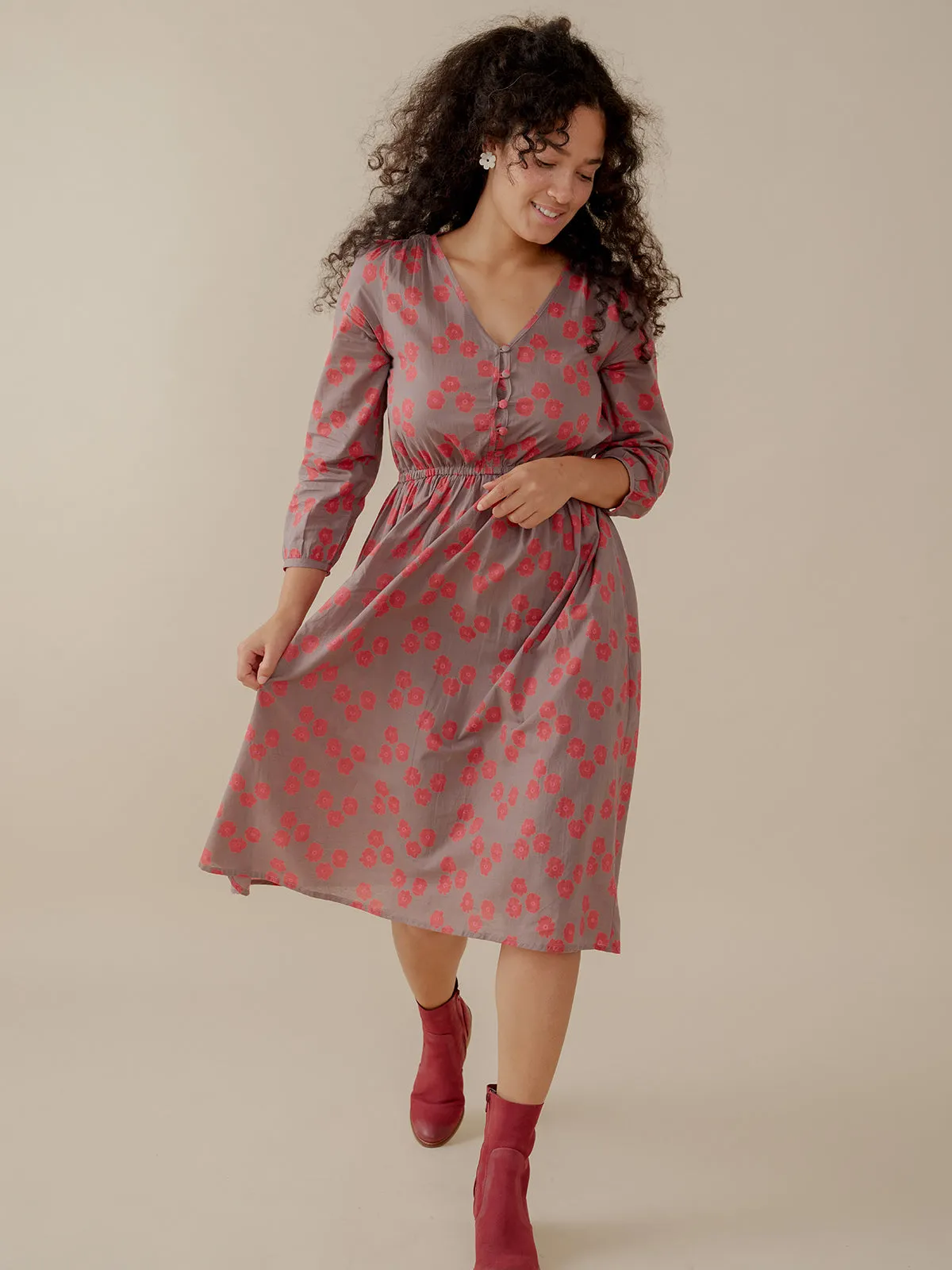 AntiStatic Cloth Mia Dress - Fuchsia Floral