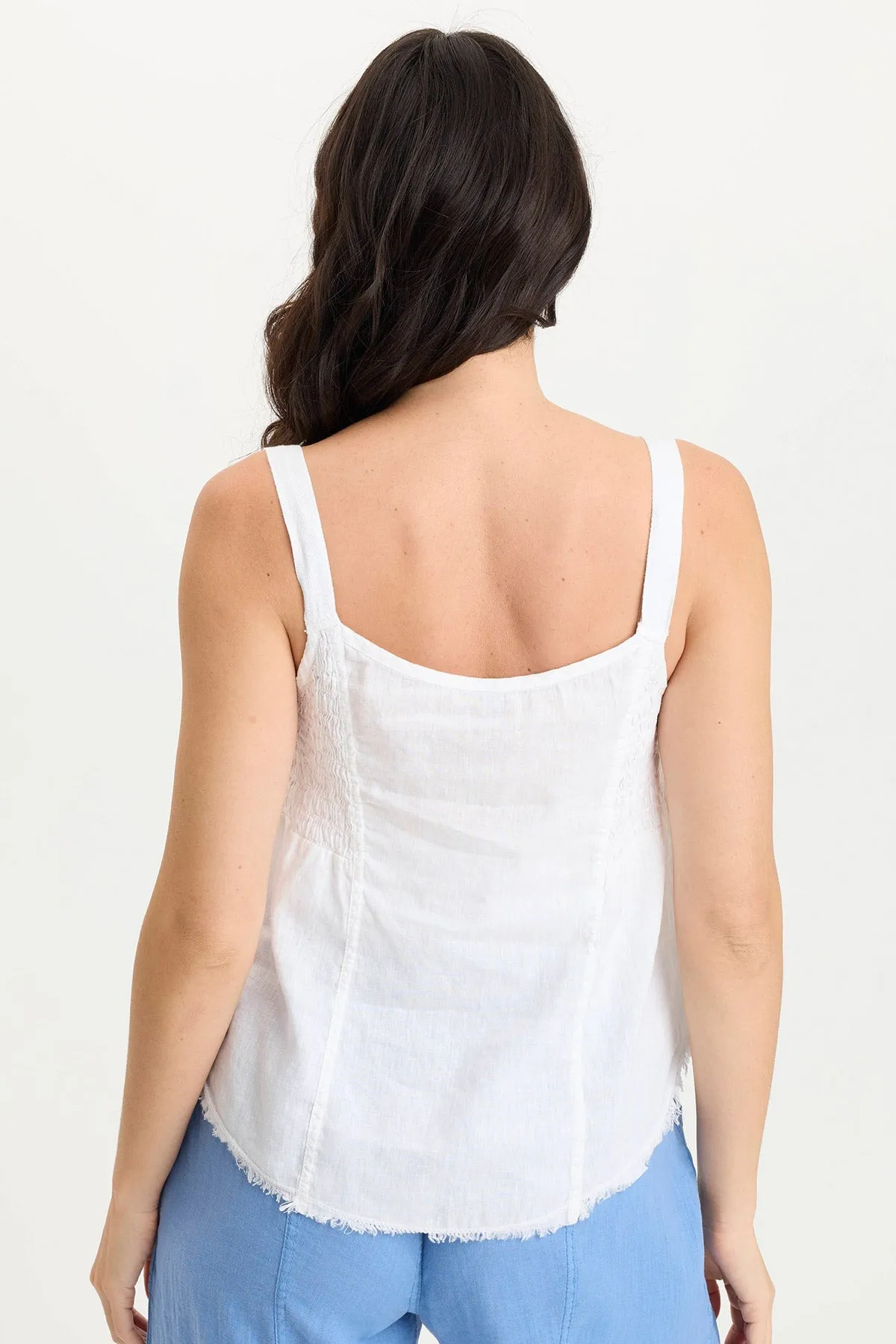 Elite Core Coastal Chic Fernley Linen Ruched Tank