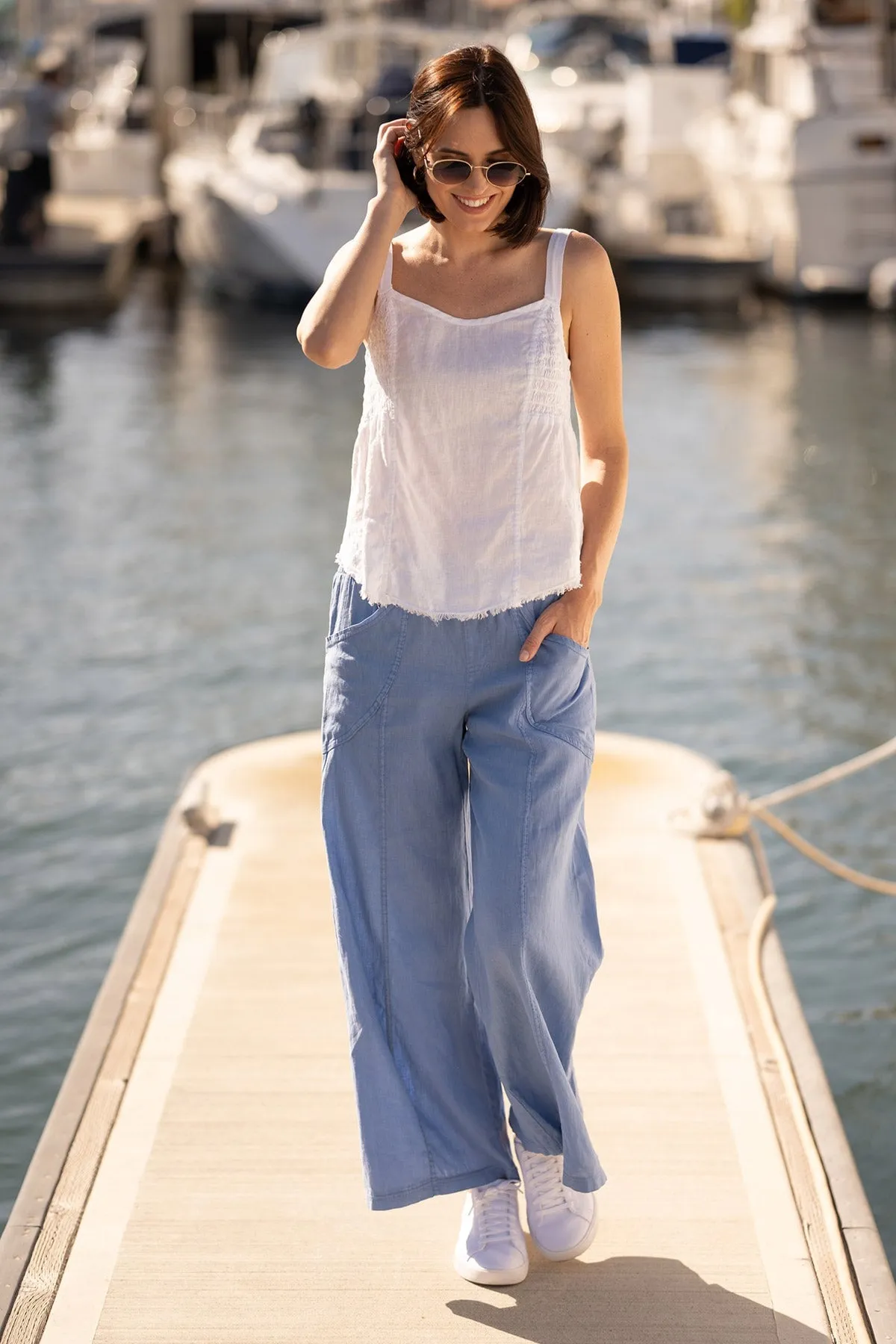Hypoallergenic Fibers Fernley Linen Ruched Tank
