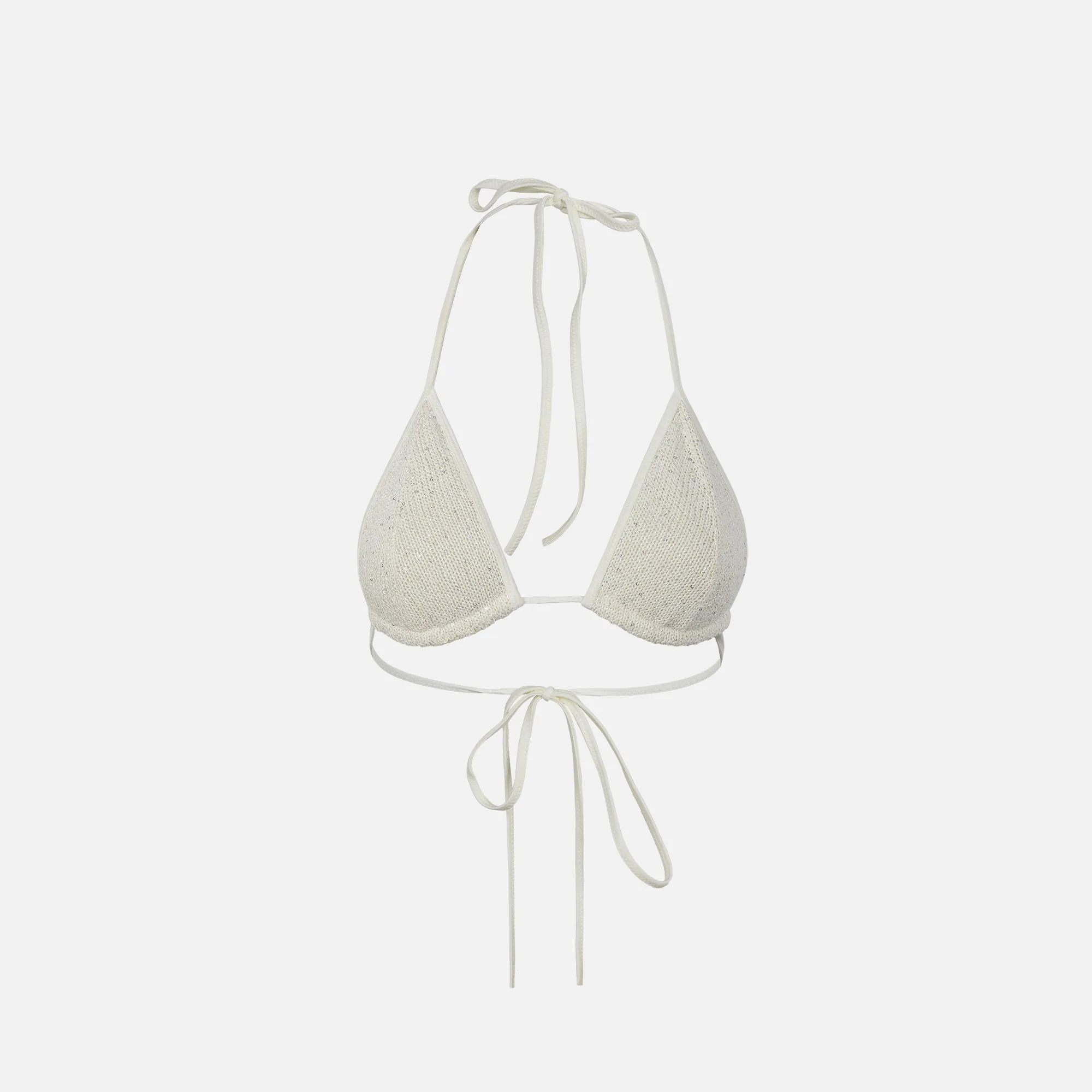 Cross Back Strap Design Asta Resort Lio Bikini Top - Ivory Sequin
