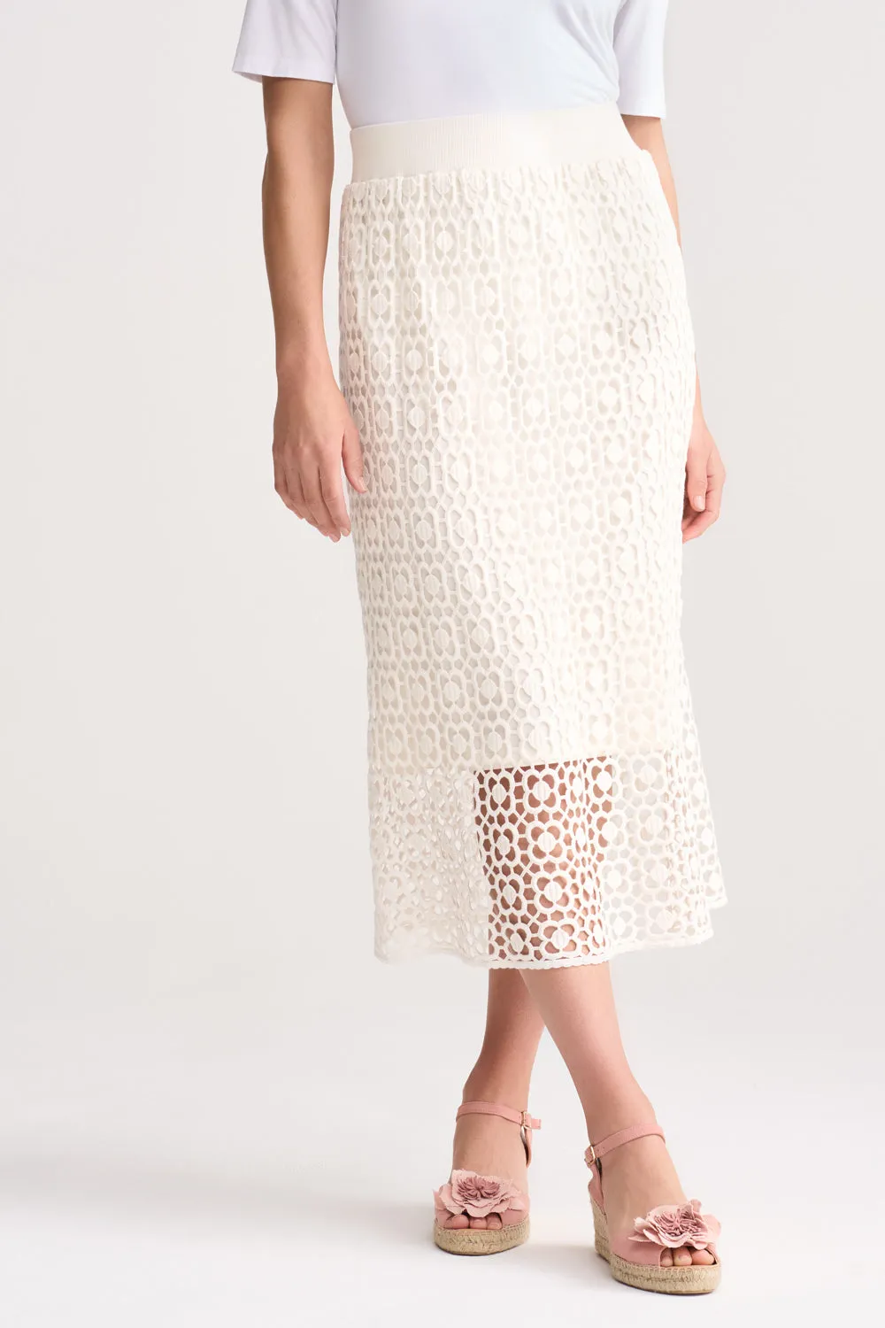 Breathable fabric Cotton Lace Skirt - Chalk
