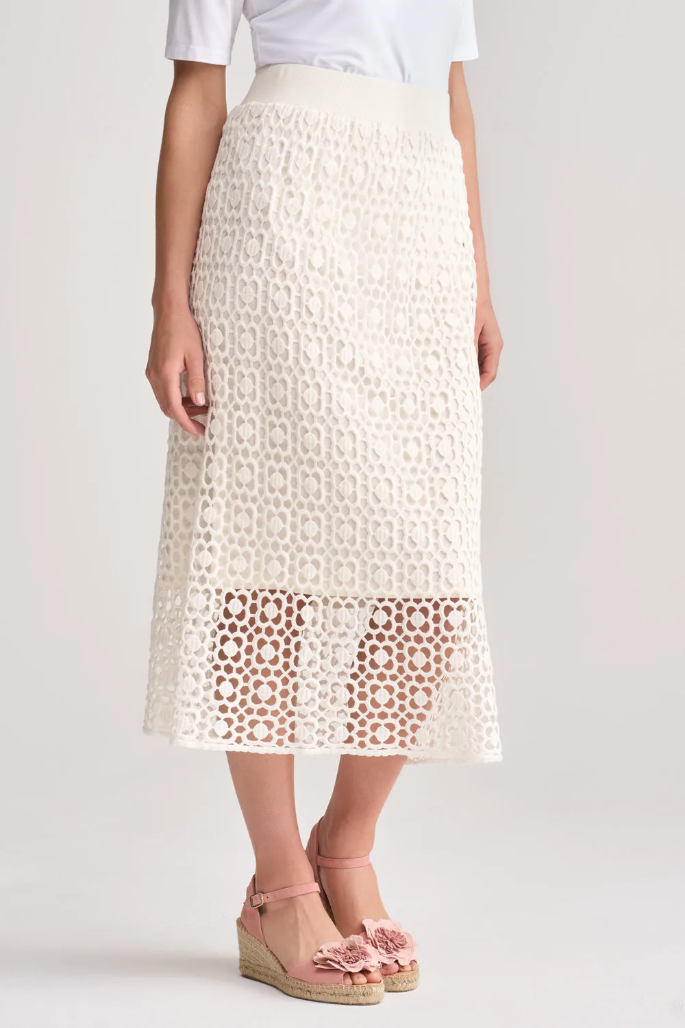 Urban Pulse Cotton Lace Skirt - Chalk