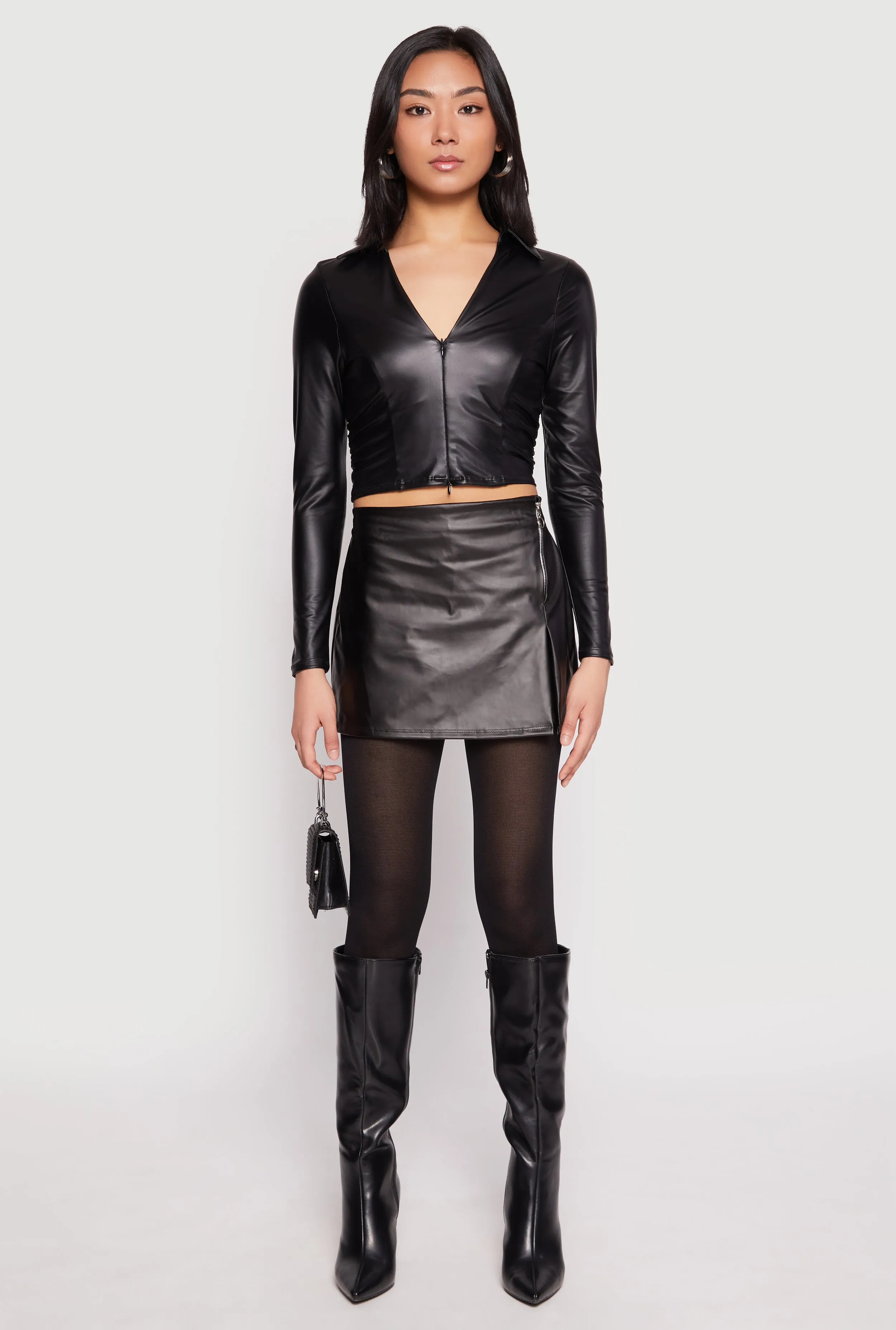 Faux Leather Side Zip Skort Smart Edge Sustainable