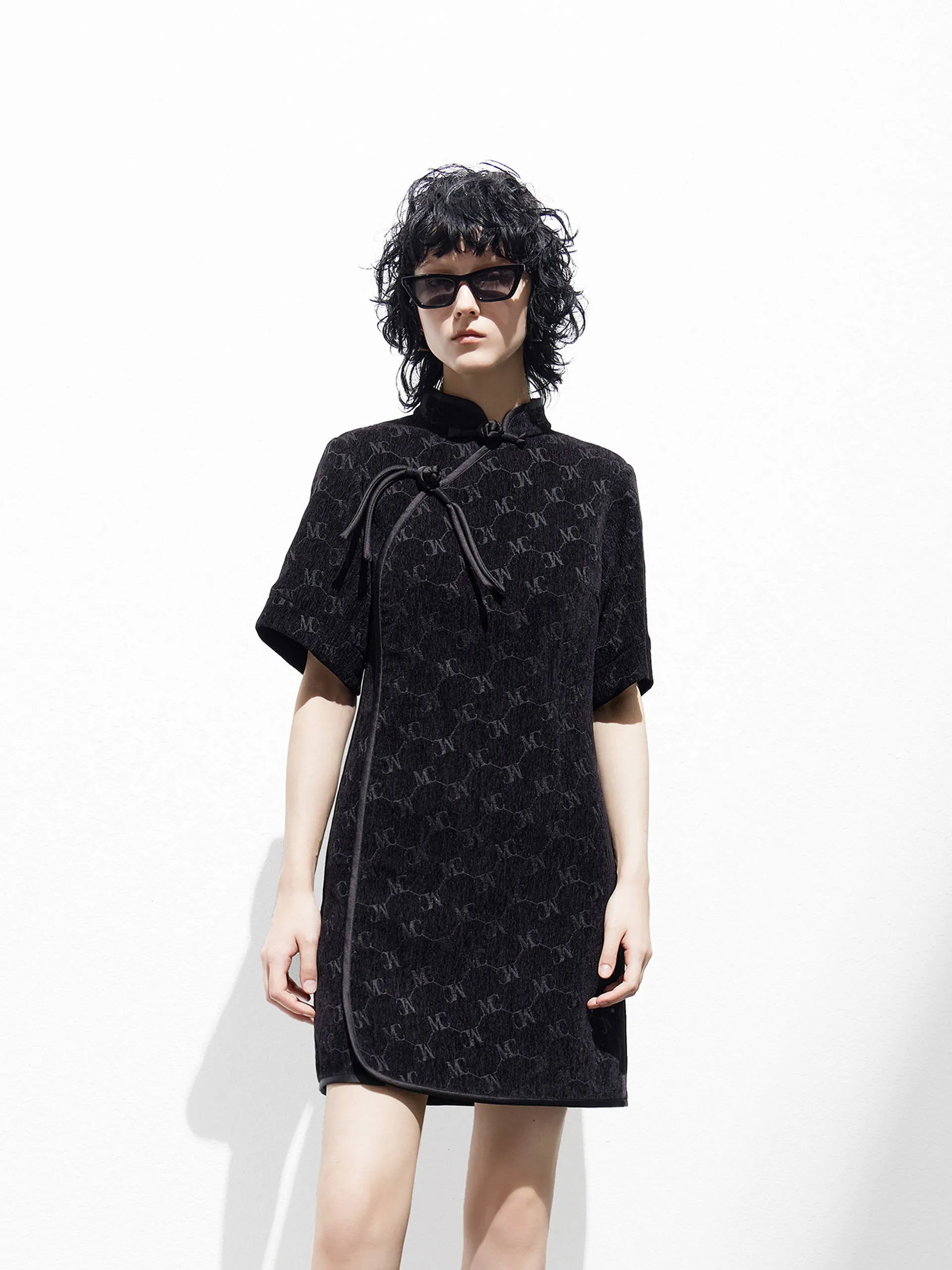 Logo Slanted Placket Dress Trend Pop Stylish Daywear
