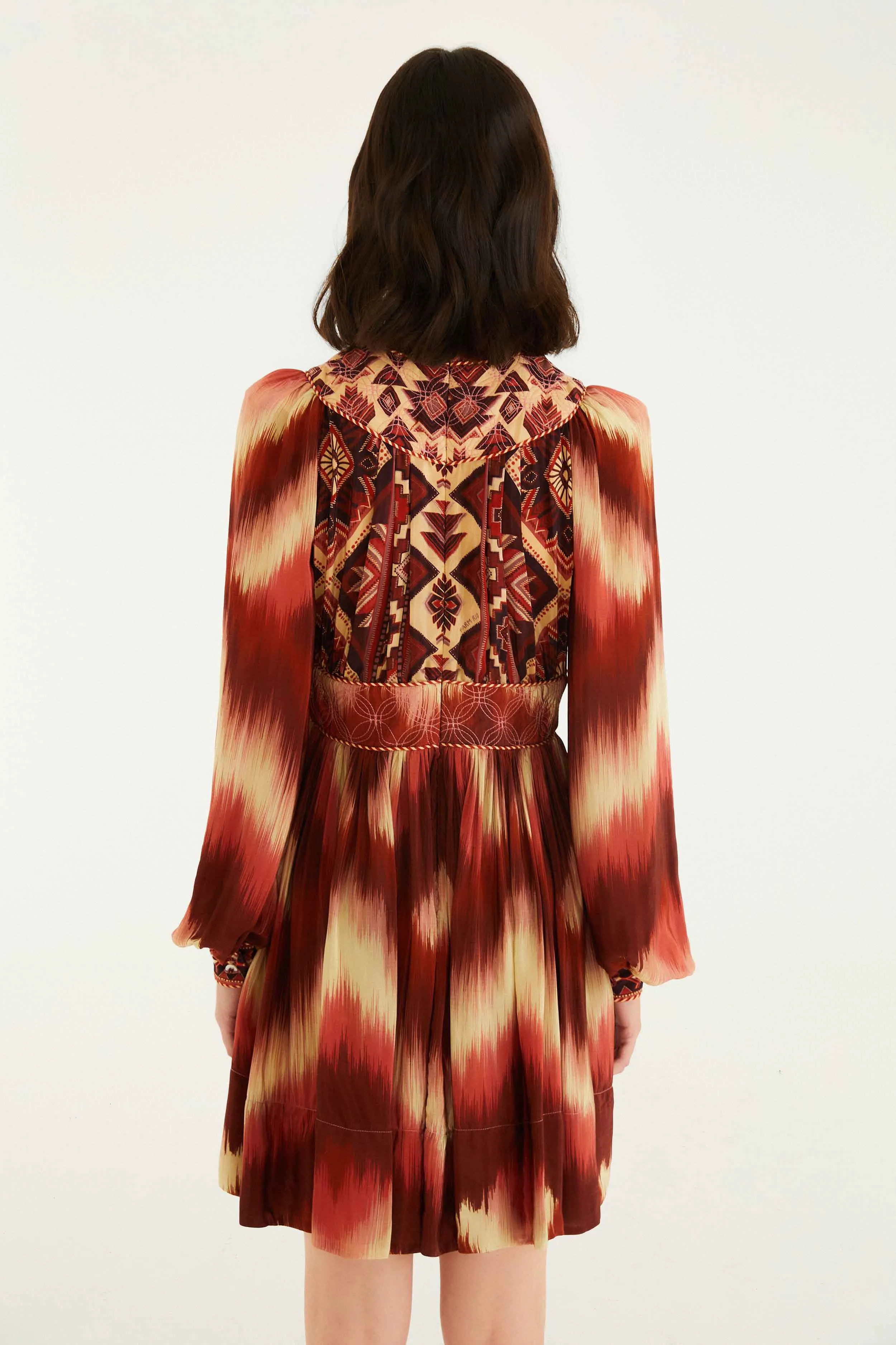 Red Amanda Stripes Tapestry Quilted Mini Dress Edge Pop