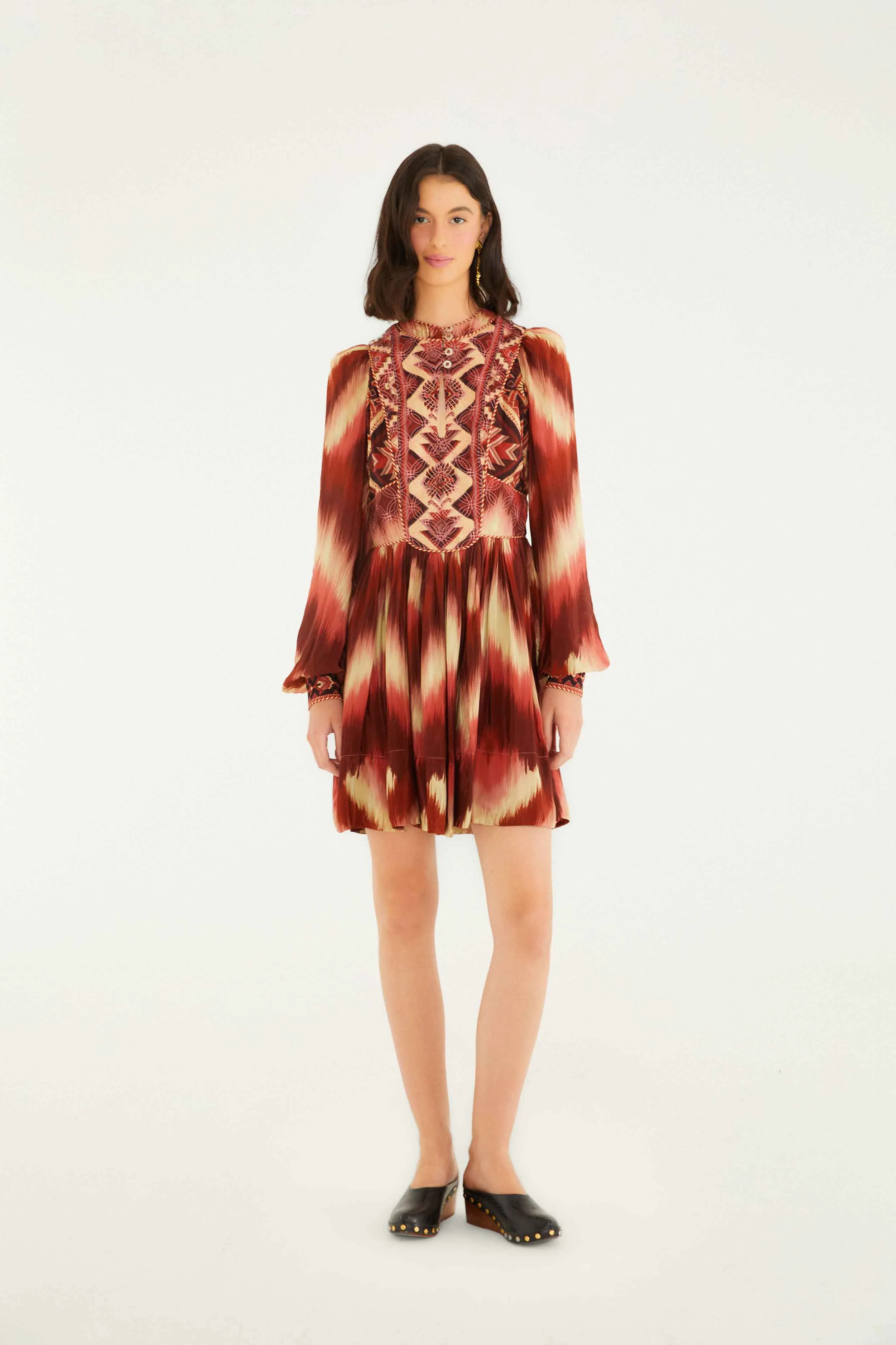 Fun casual mini Red Amanda Stripes Tapestry Quilted Mini Dress