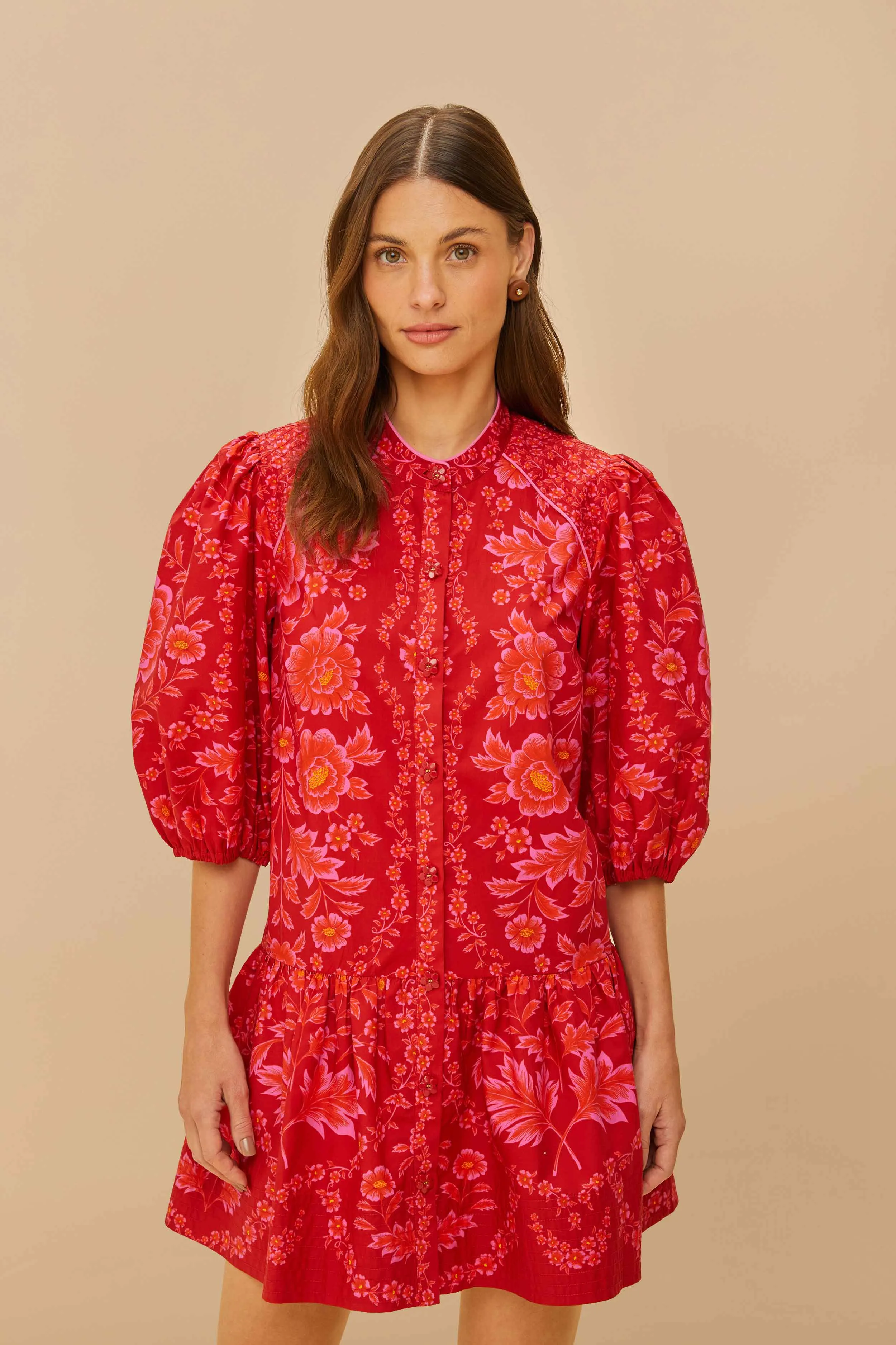 Red Olivia Organic Cotton Mini Dress Sleek Fit Bar Chic
