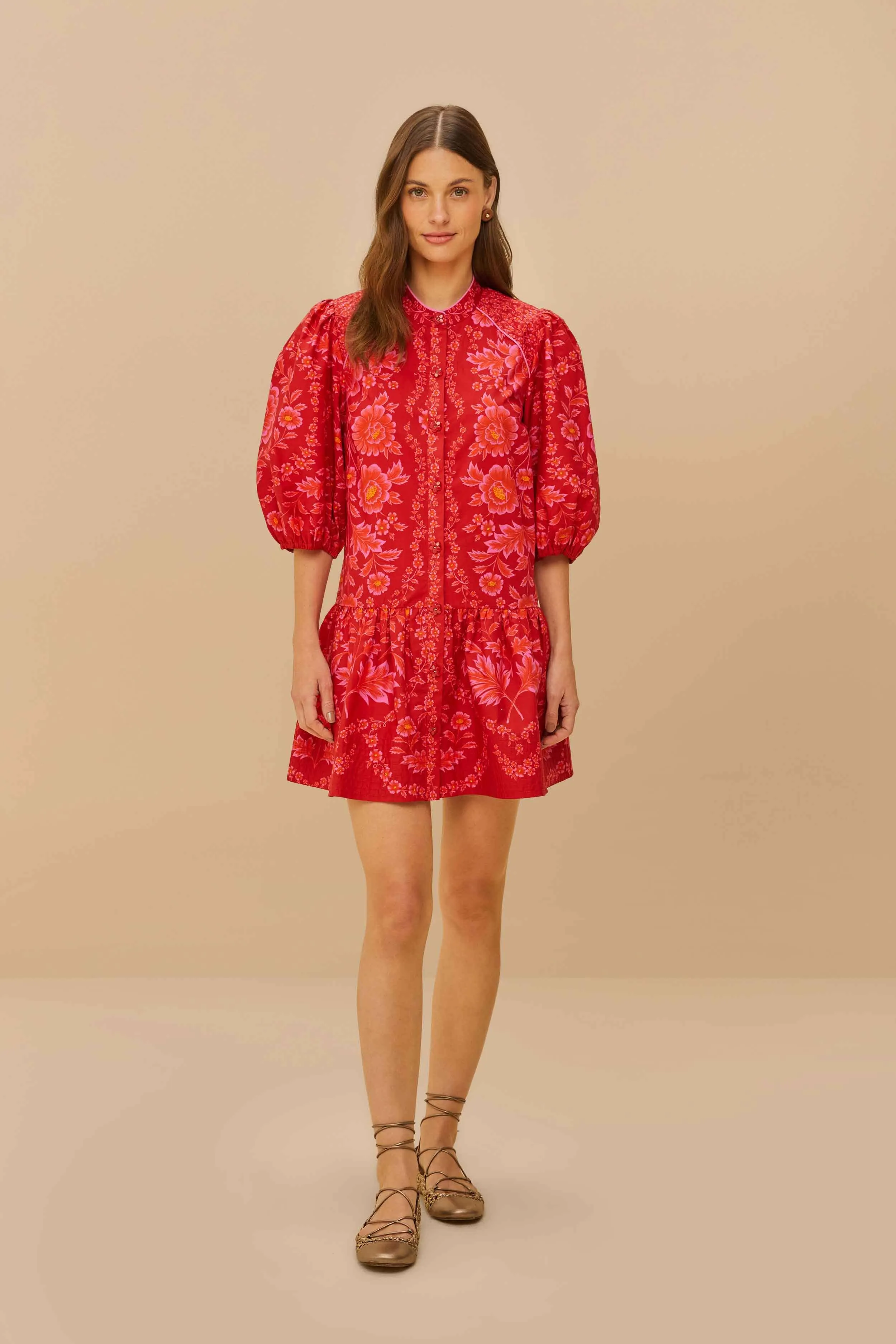 Red Olivia Organic Cotton Mini Dress Trendy Appeal