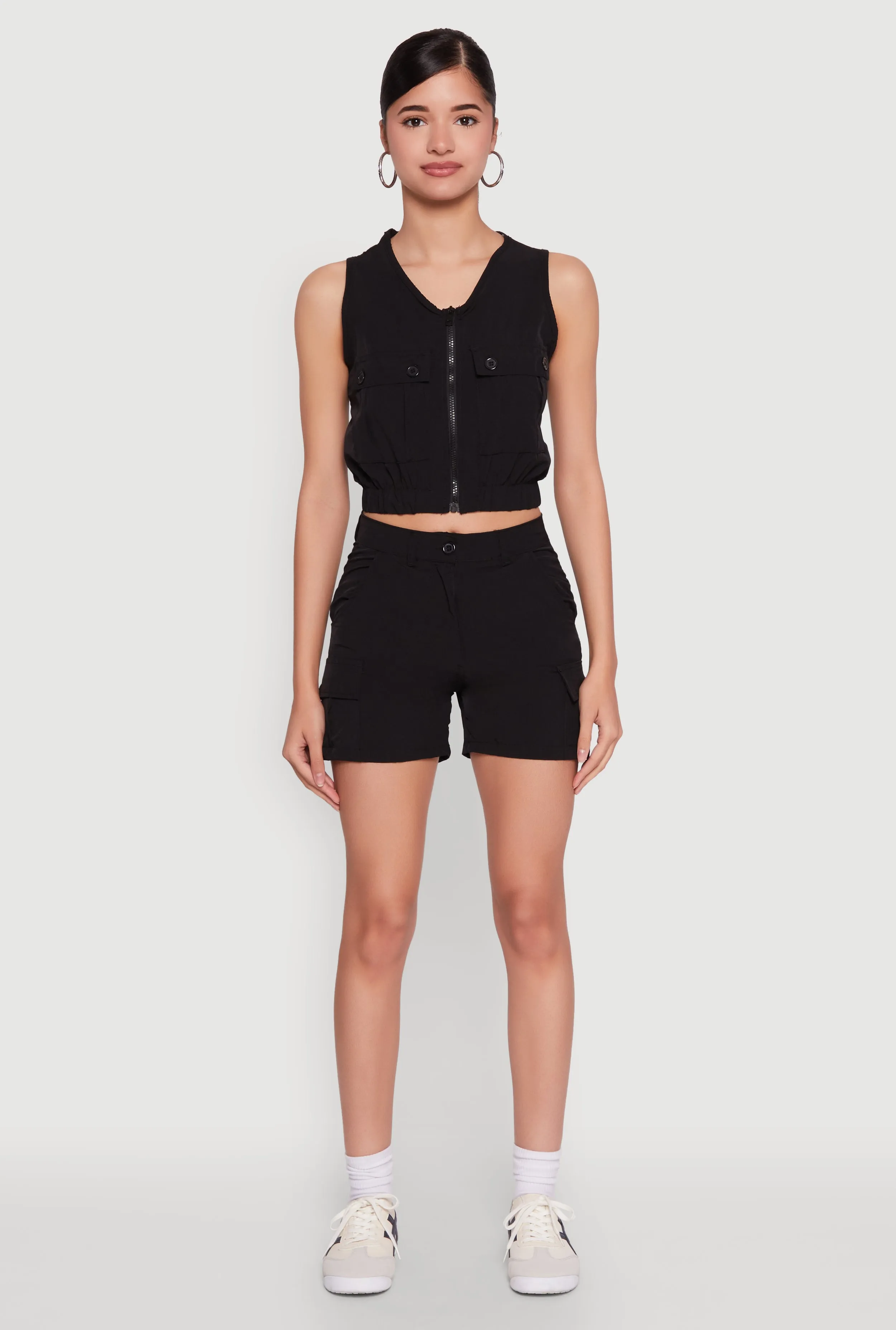 Layered Look ReinforcedStressPoints Nylon Cargo Shorts