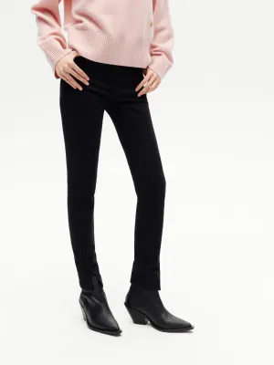 Garment Dyed Texture Front Slit Skinny Jeans