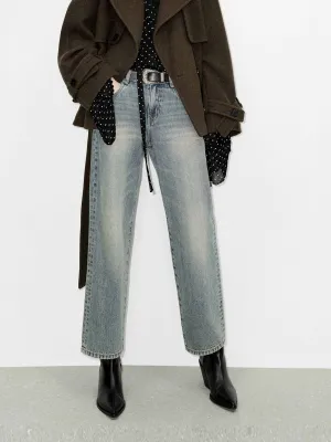 Relaxed Straight Ankle Jeans Streetwear Mood