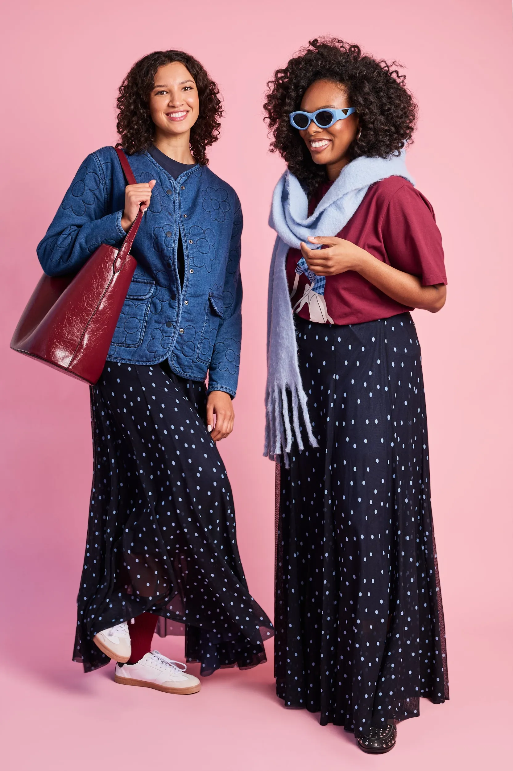 Panelled Lined Mesh Skirt in Blue Spot Comfy Fit Urban Edge