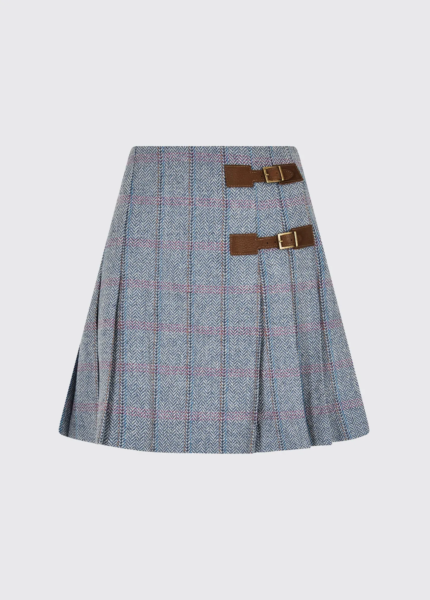 Neutral Tone Modern Details Blossom Tweed Skirt - Denim Haze