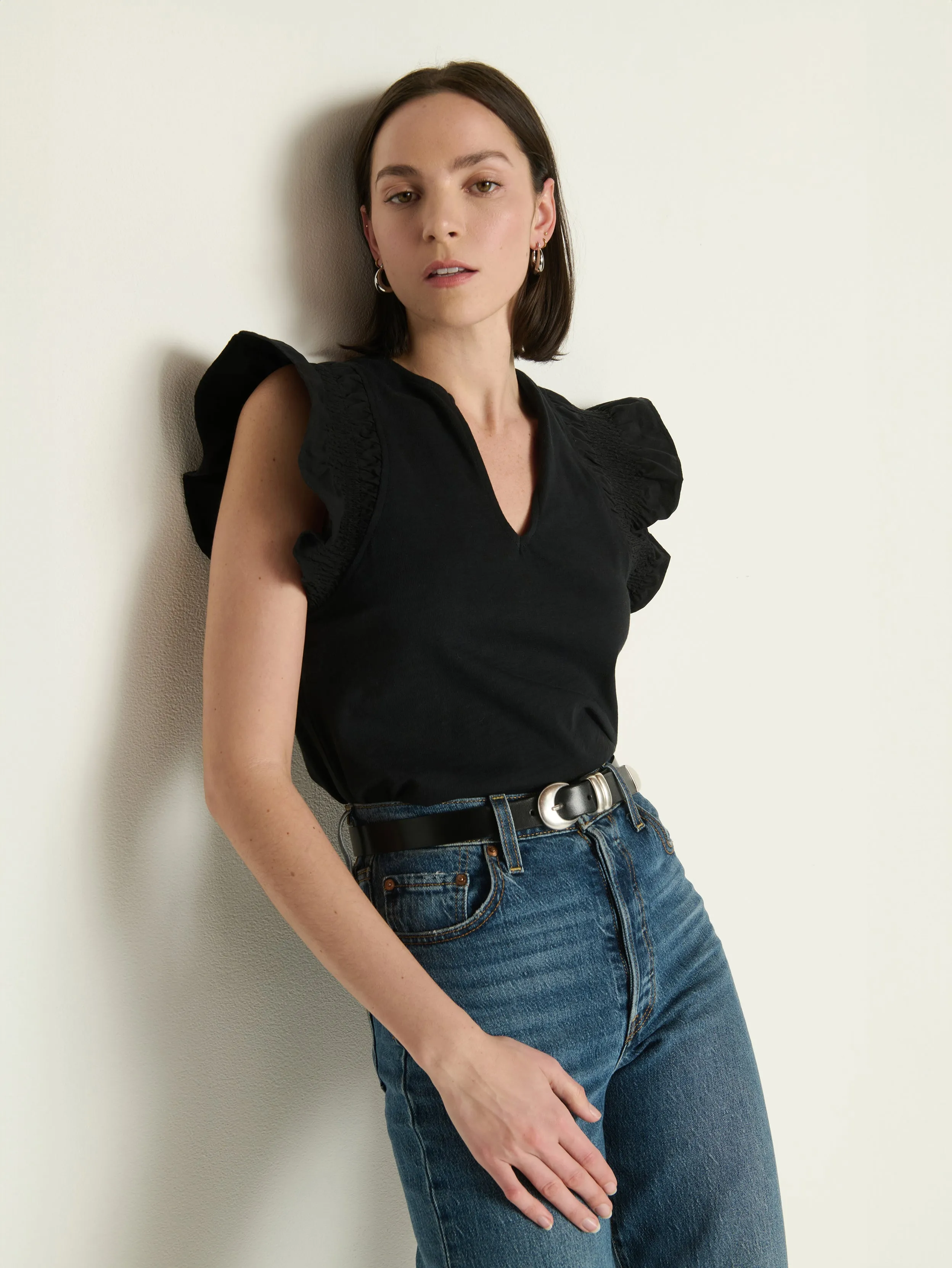 Adjustable Hem Romance Fit Christa Ruffle Top
