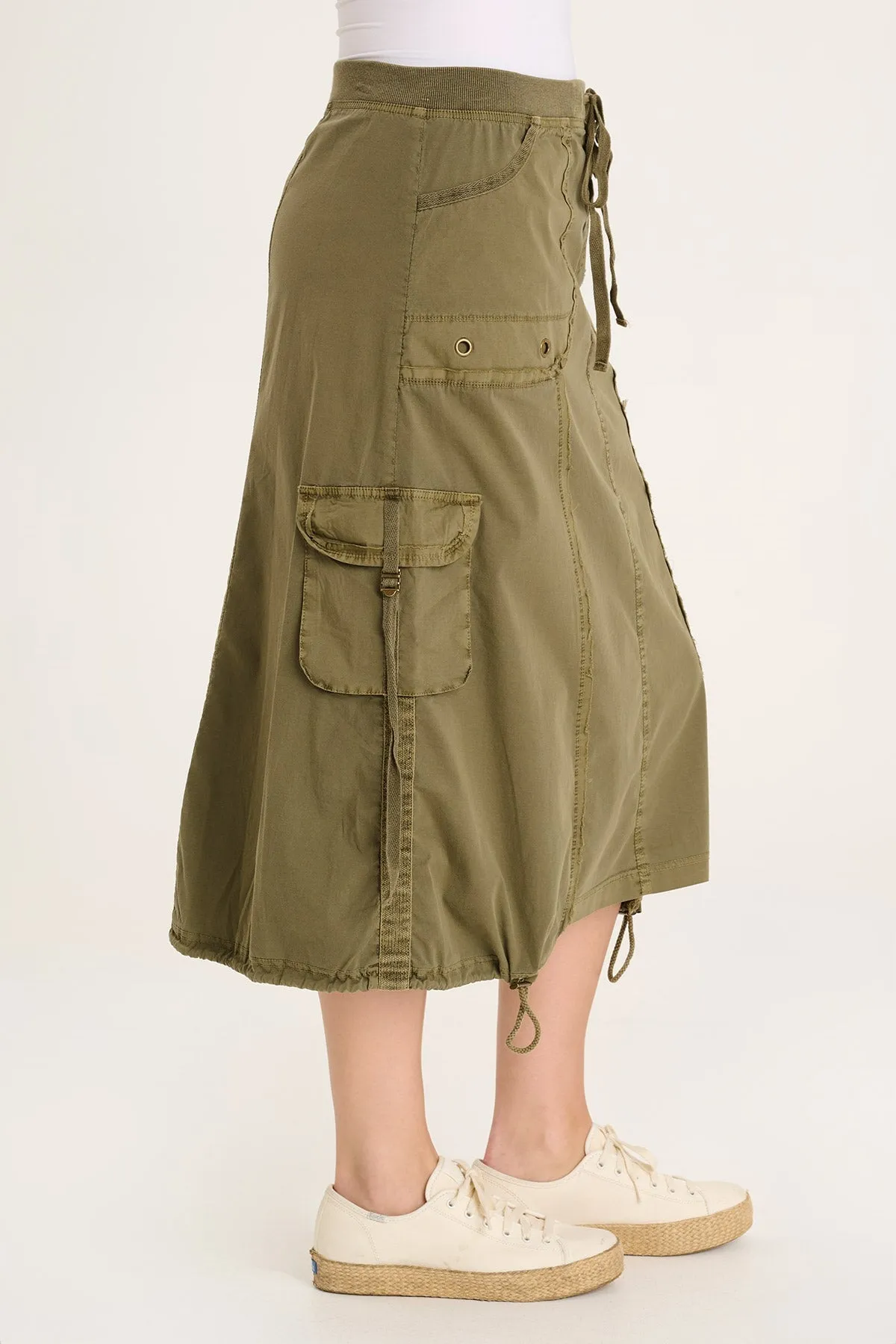 Colorfast Dye Castalina Poplin Cargo Midi Skirt