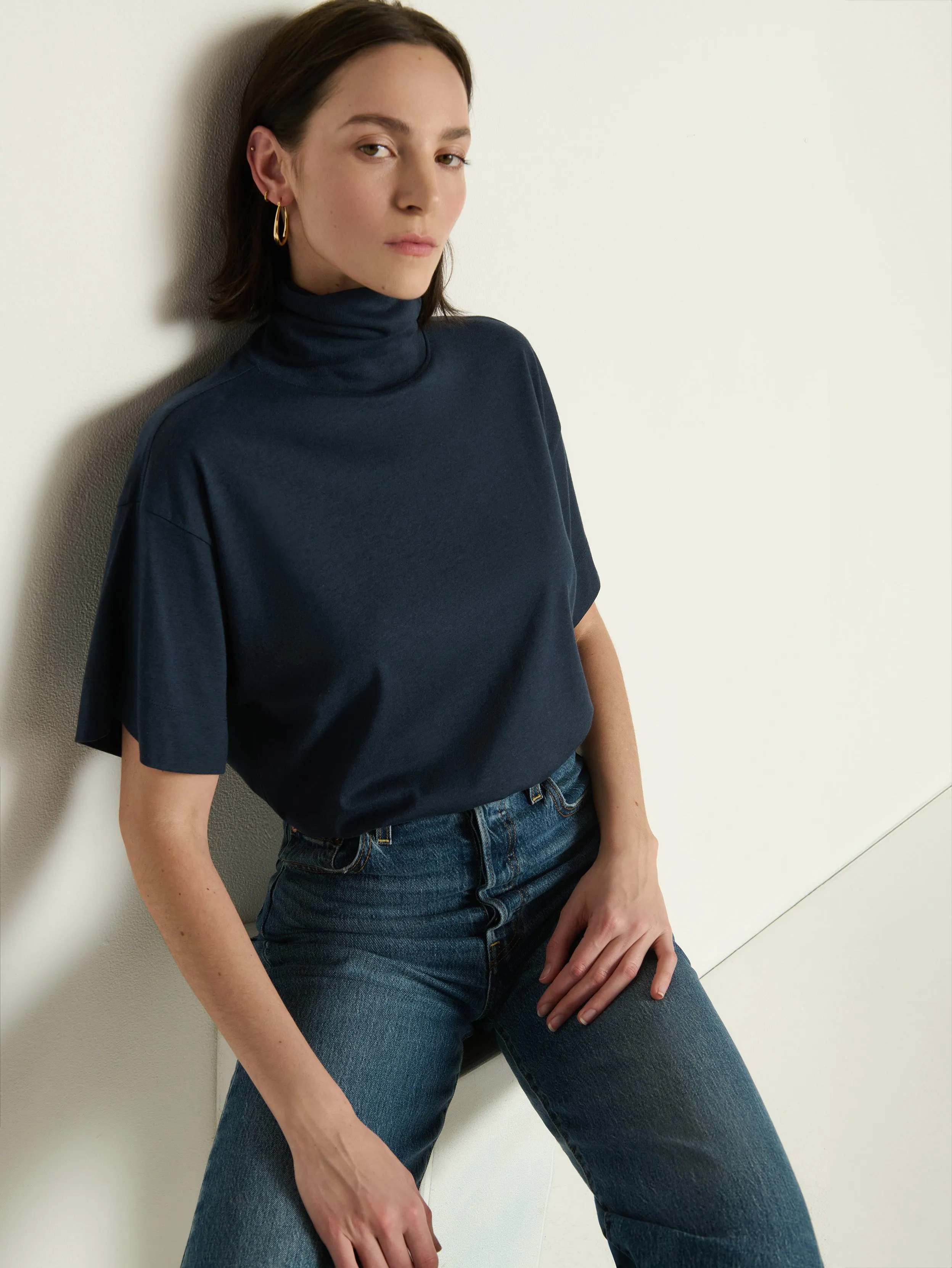 Layered Hem Details Parisian Chic Fable Turtleneck