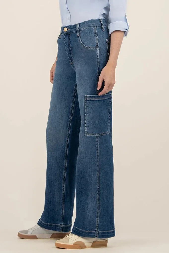 KUT Jodi High Rise Wed Leg Cargo Pocket Jeans Urban Pulse