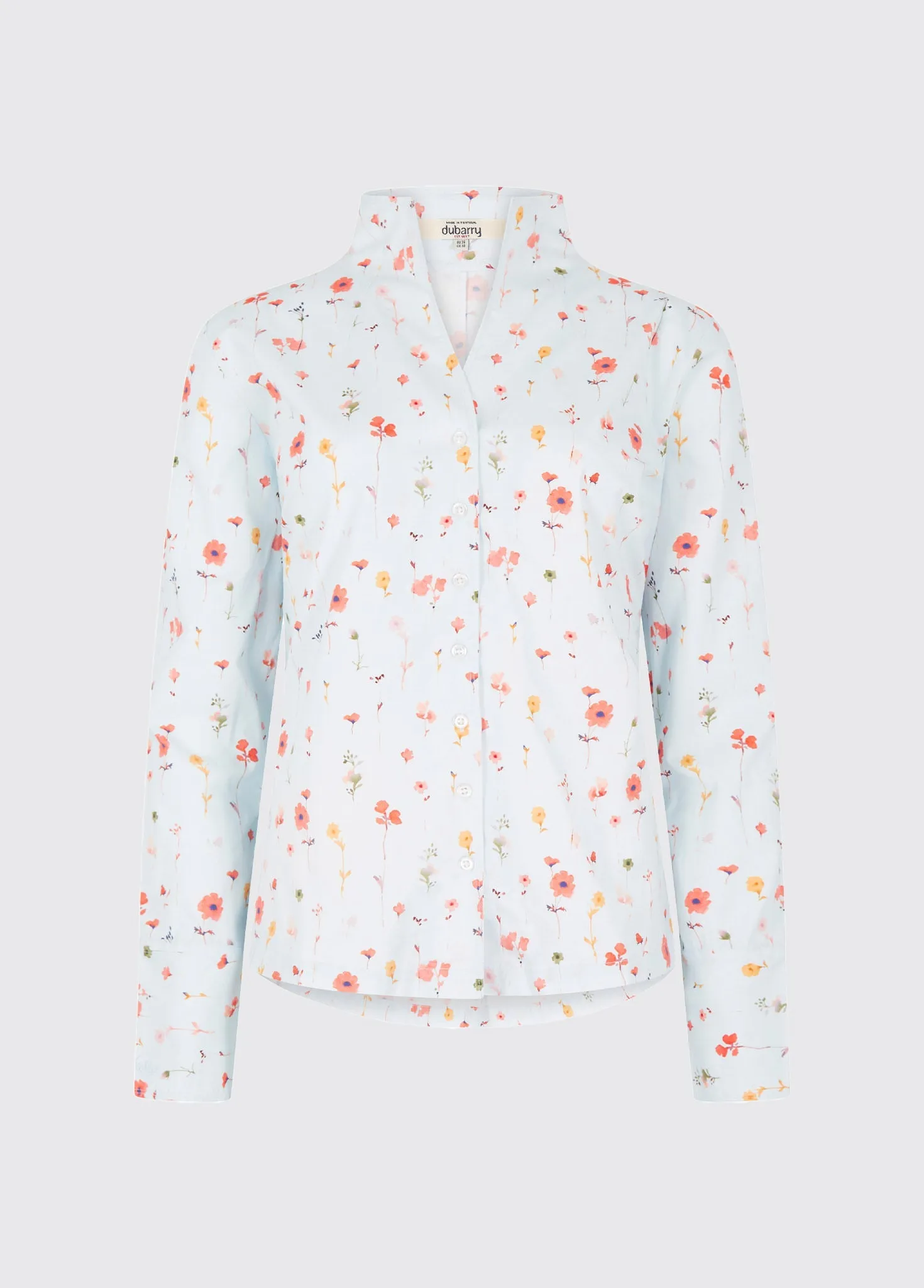 Ocean Fit Fuchsia Women's printed long-sleeve shirt - pale blue