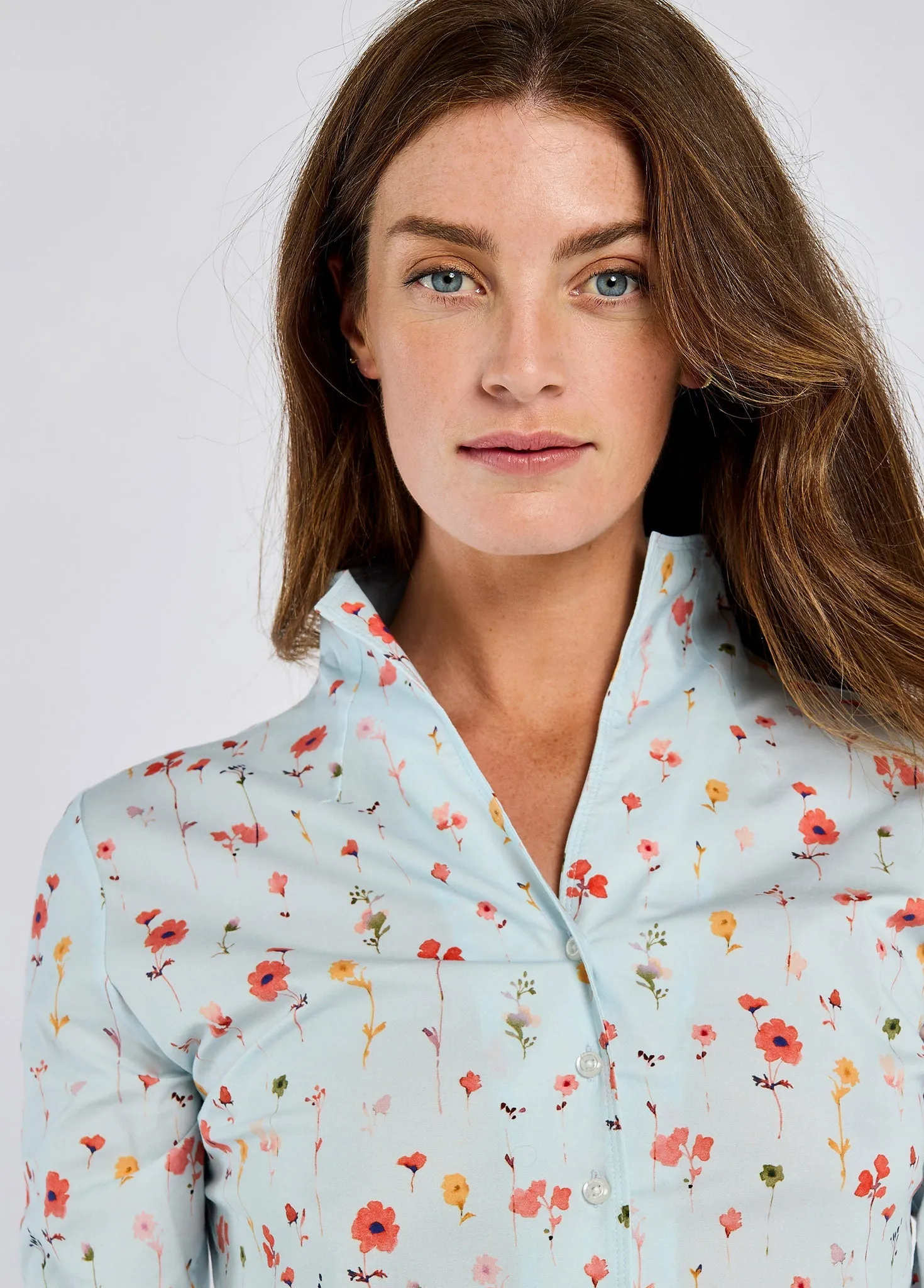 Spring Glow Snow Ready Fuchsia Women's printed long-sleeve shirt - pale blue
