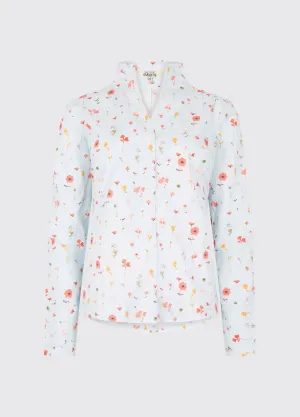 Ocean Fit Fuchsia Women's printed long-sleeve shirt - pale blue
