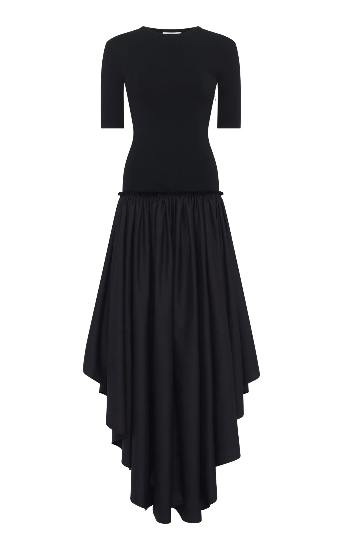 Sirona Pleated Maxi Dress in Black Virgin Wool Silk with Linen ReinforcedKnees AntiPilling Fabric