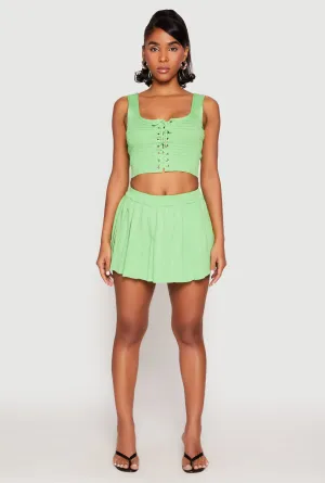 High Waist Pleated Mini Skirt Mini length