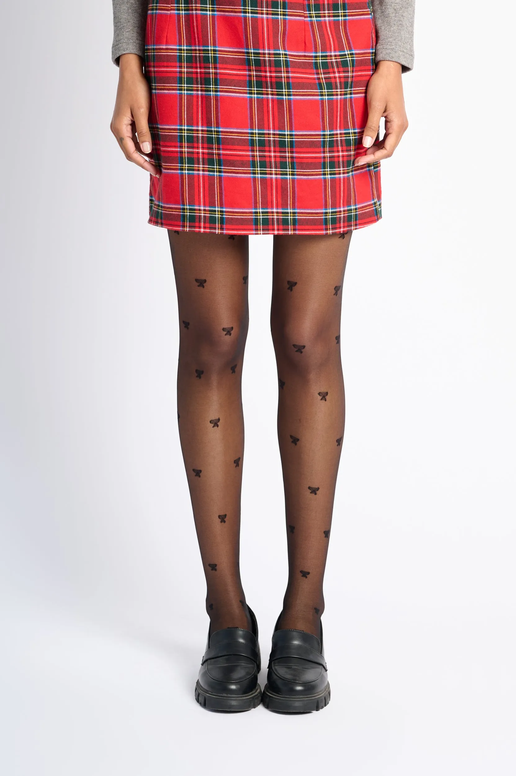 Roll Up Hem Mini Skirt in Red Tartan