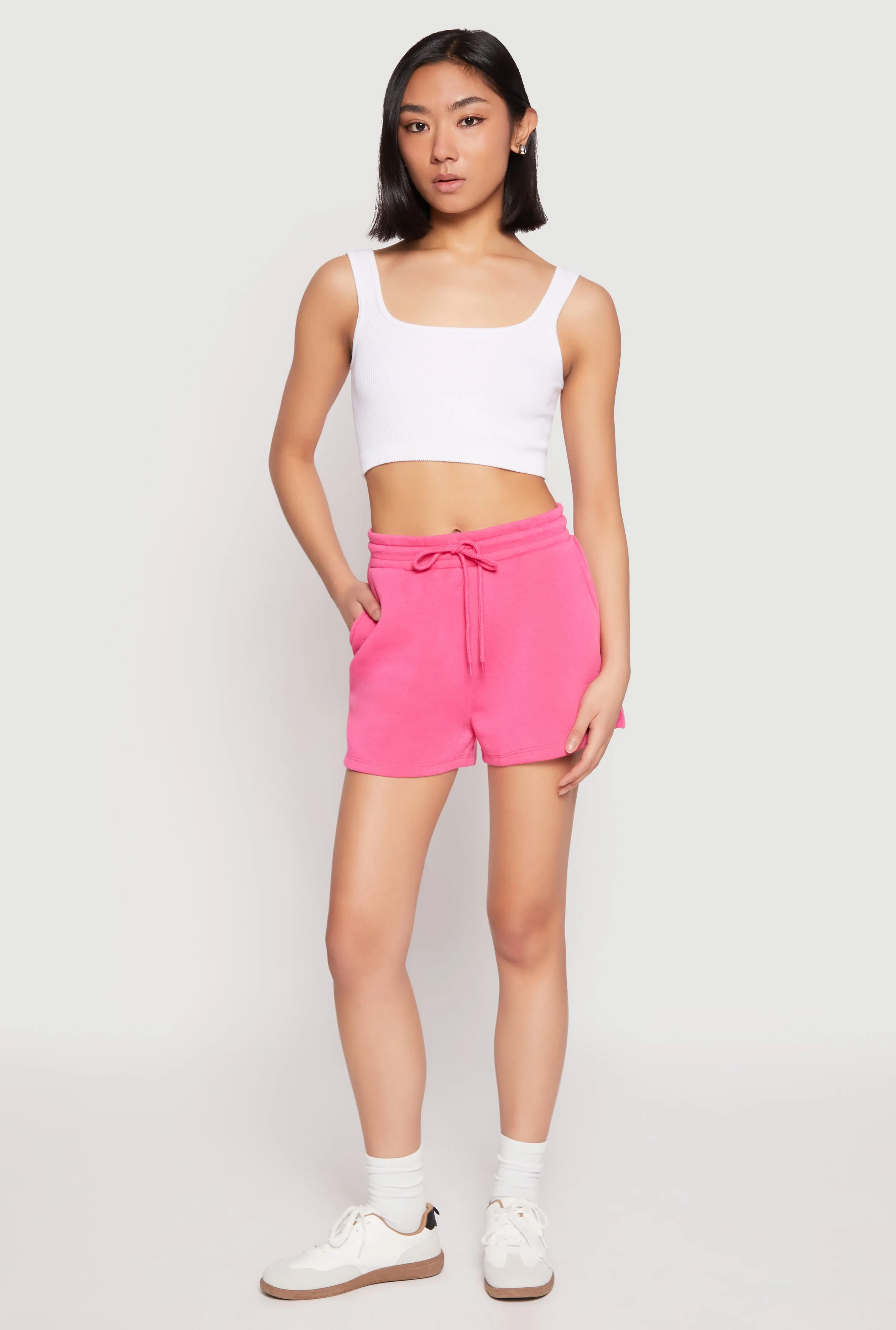Ventilated Mesh Panels Classic Fit High Waist Drawstring Sweatshorts