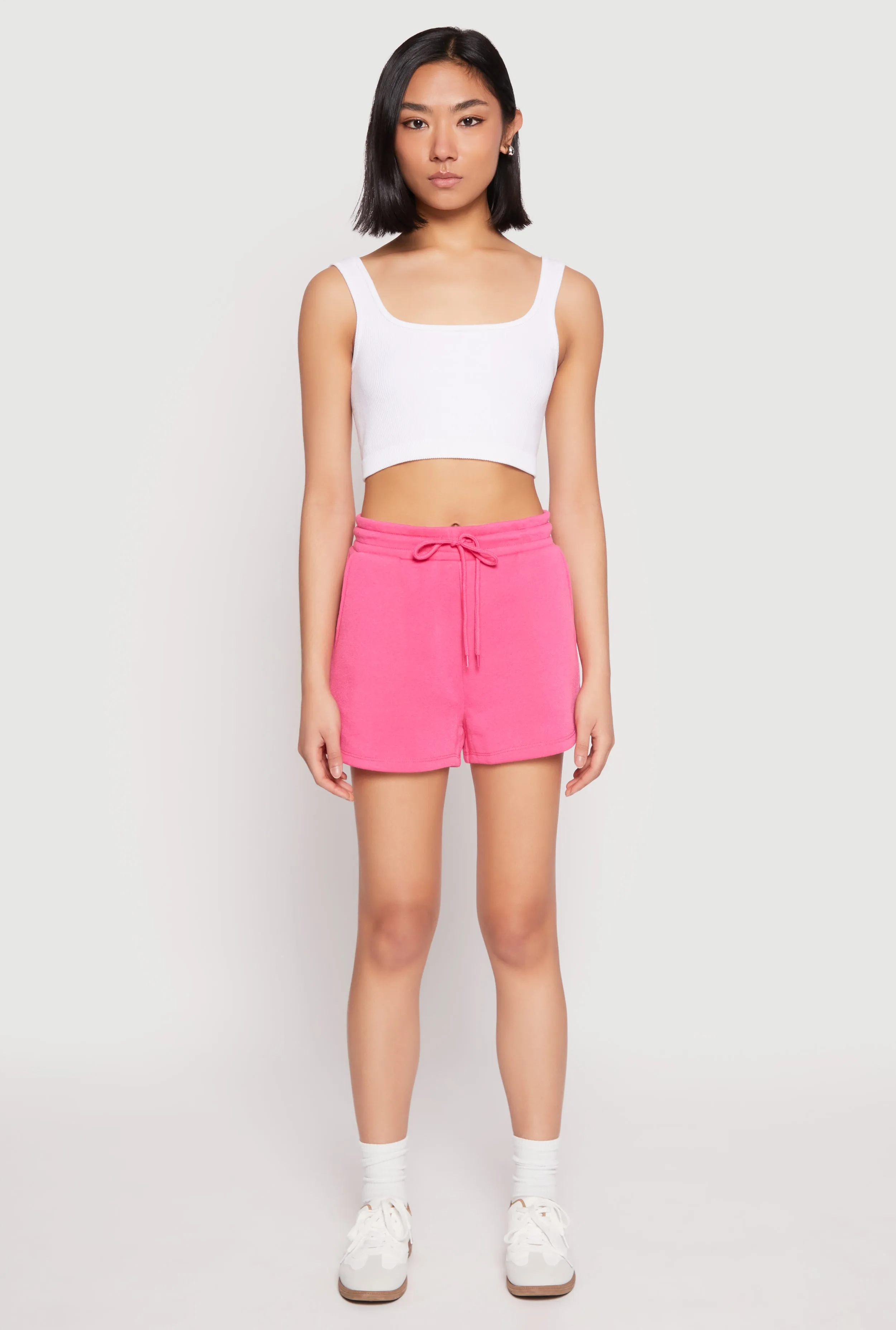 High Waist Drawstring Sweatshorts Seamless Waistband