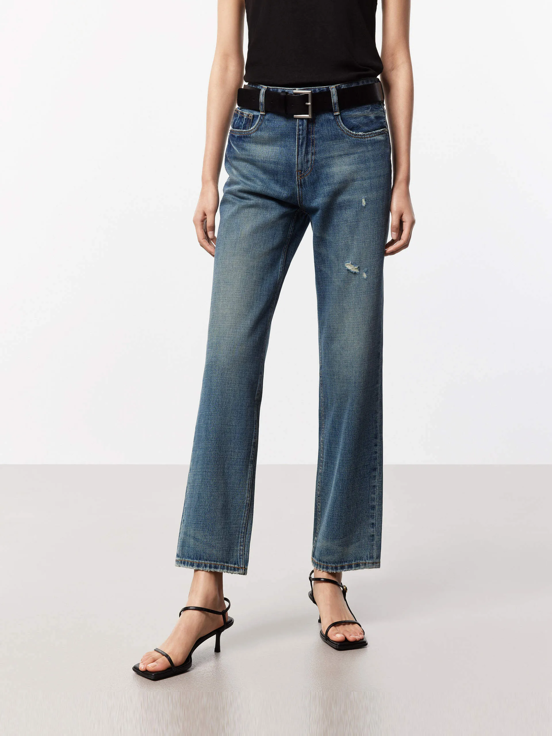 Closet Staple Ankle Ripped Detail Jeans