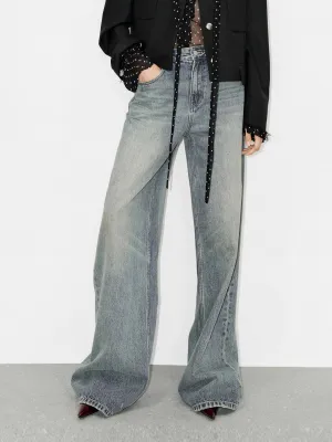 Wide Leg Cotton Jeans Classic Wear Party Look Classic Style