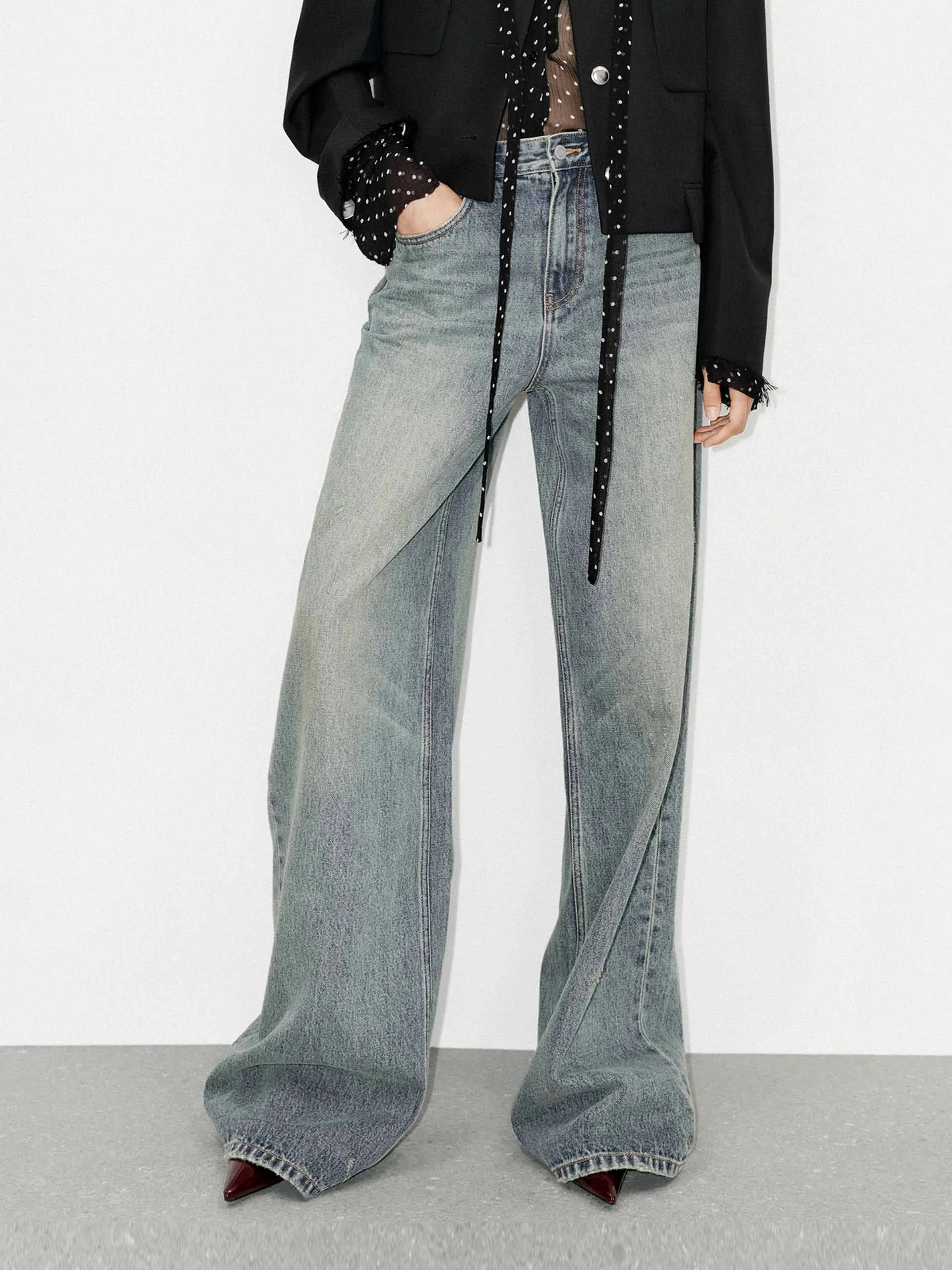 Wide Leg Cotton Jeans Classic Wear Party Look Classic Style
