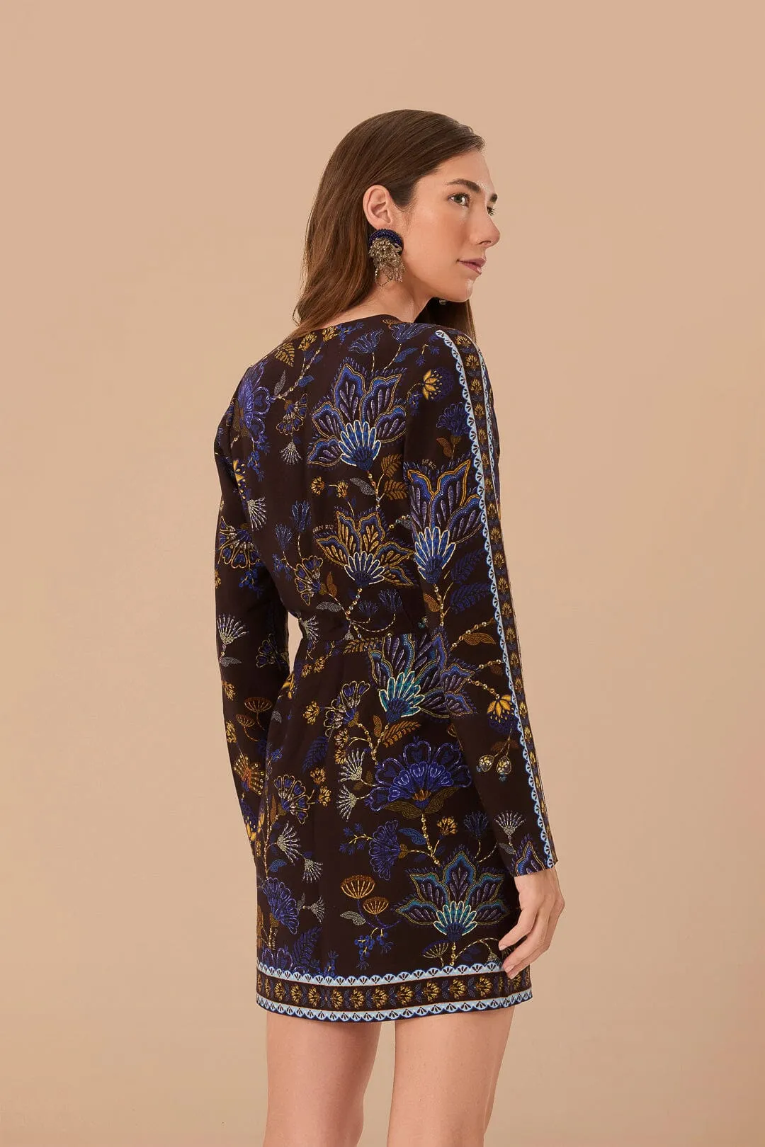 Match Fast Brown Garden LENZING? ECOVERO? Viscose Wrap Mini Dress