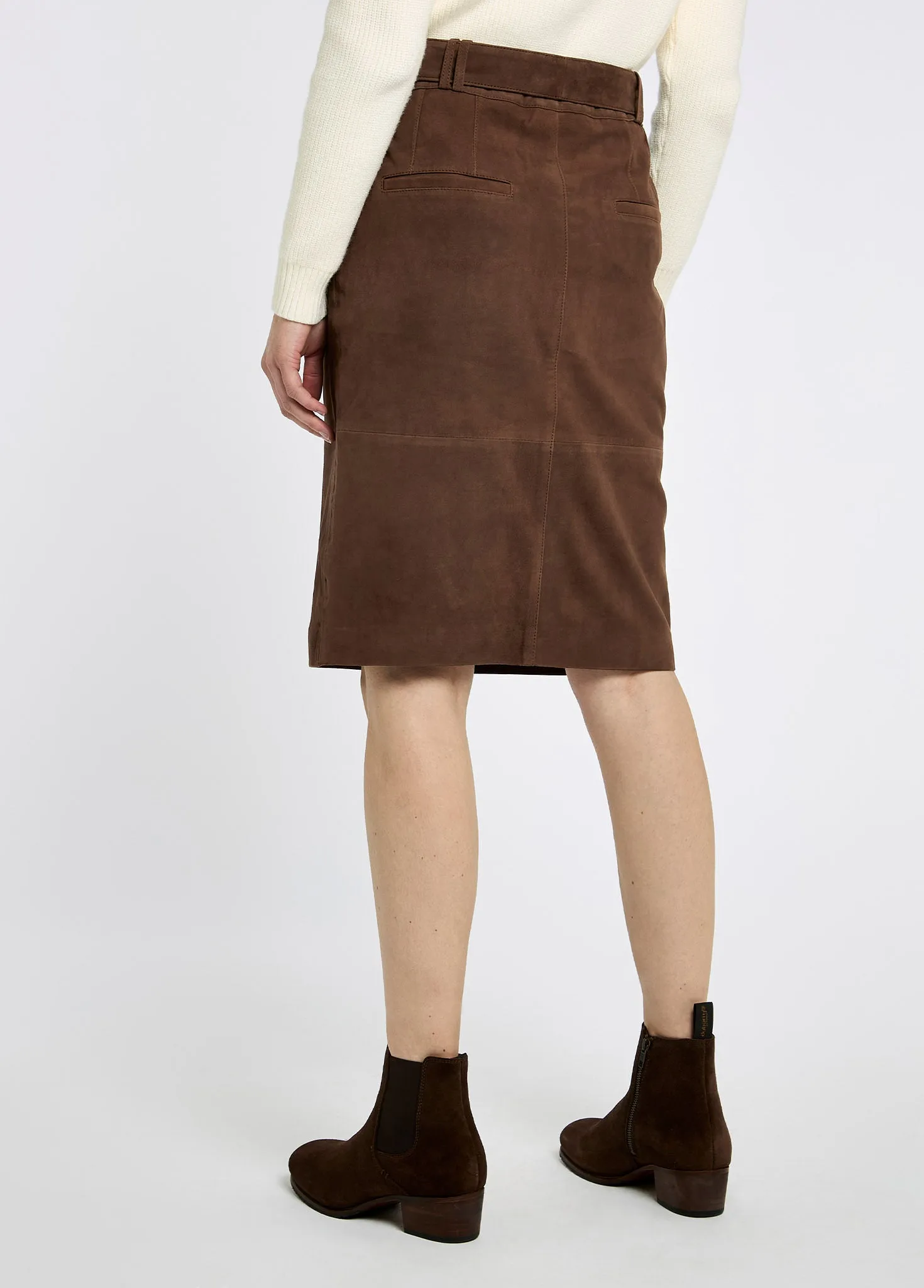 Sullivan Knee-length belted suede skirt - Walnut Morning Ease LowMaintenanceFabric