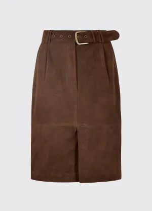 Sullivan Knee-length belted suede skirt - Walnut LowProfile Fasteners Power Vibe