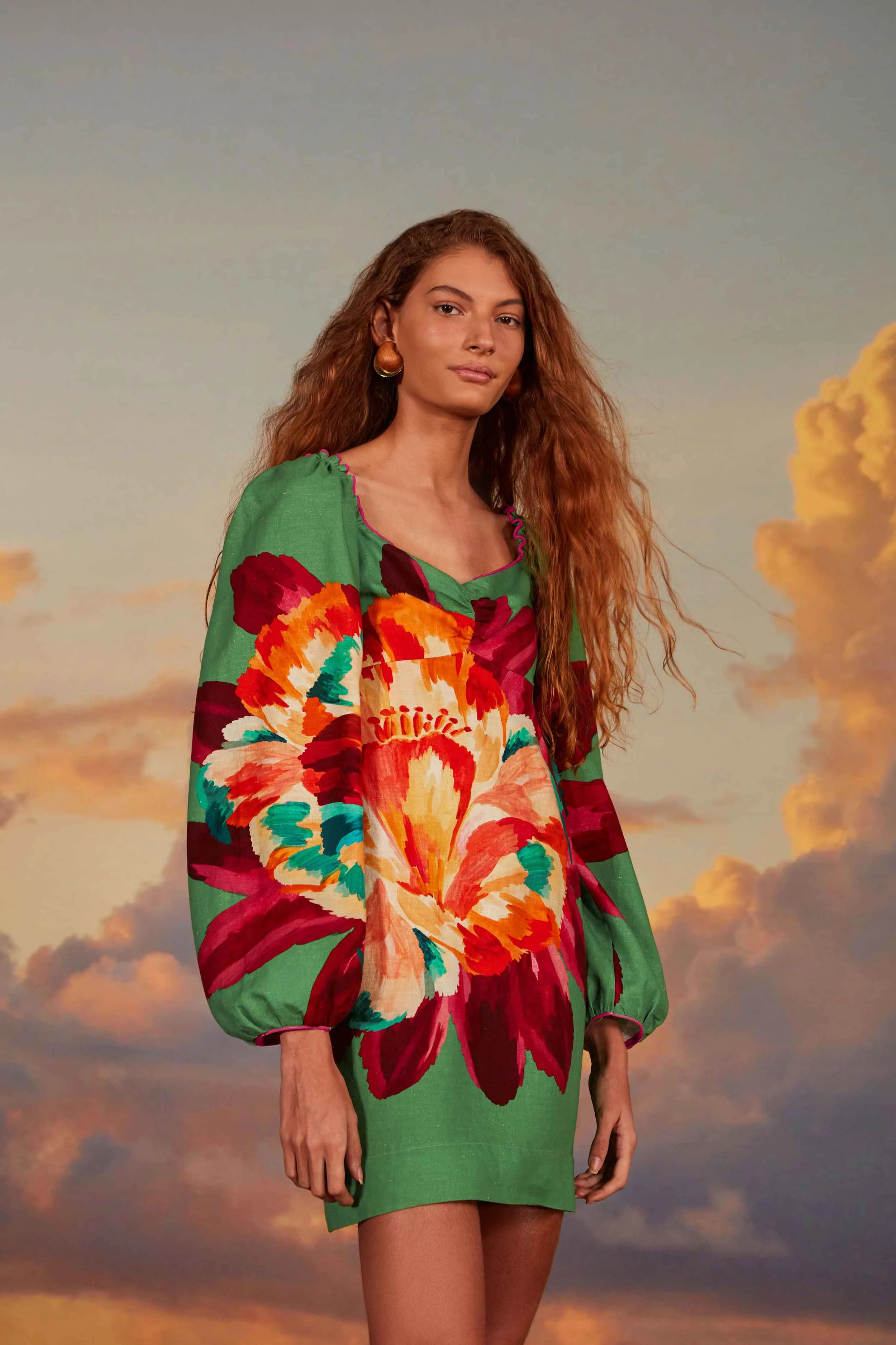 Flattering Fit Green Tropicart Mini Dress