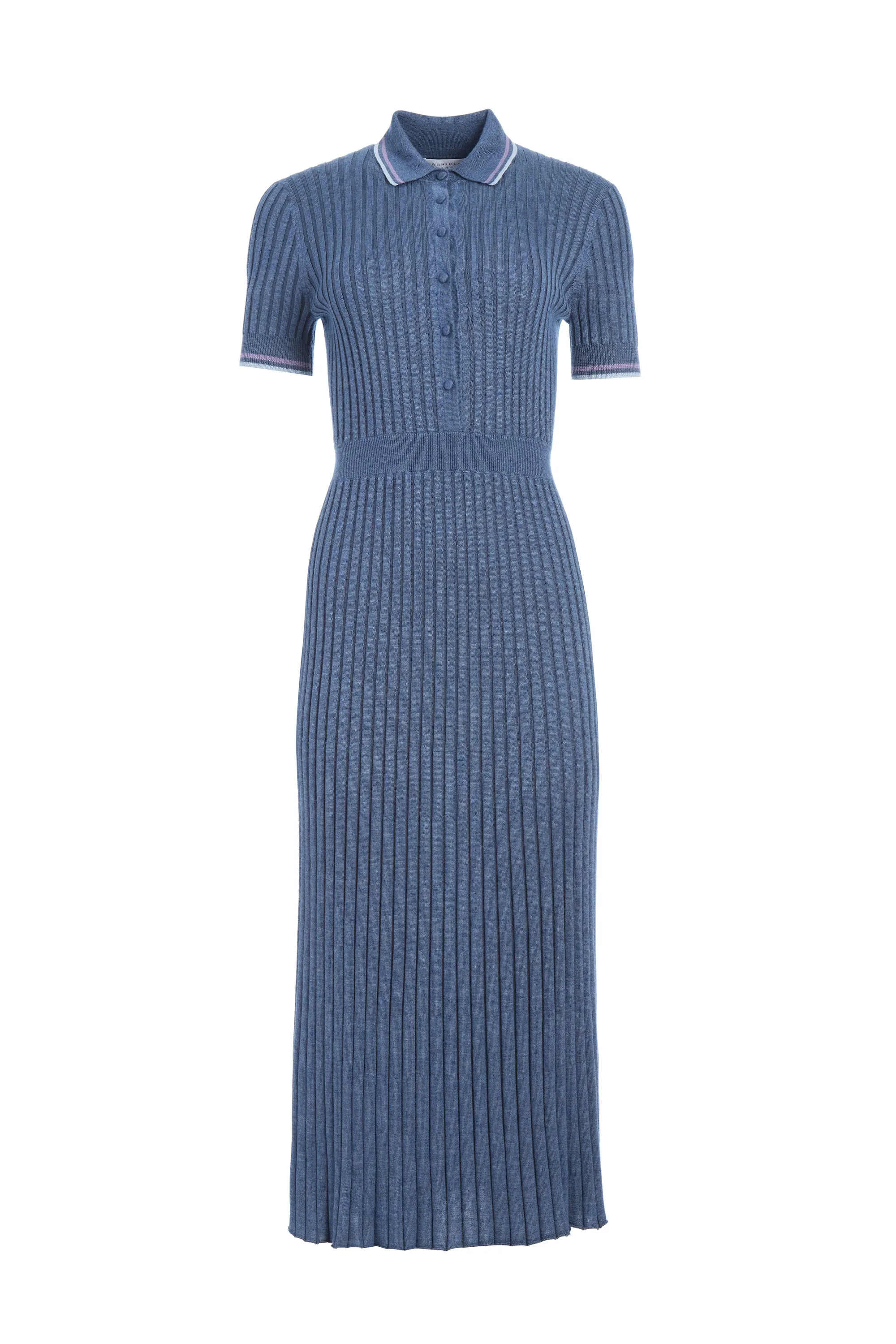 AntiPillingTechnology QuickDrying Material Eyot Knit Maxi Dress in Denim Blue Cashmere Silk
