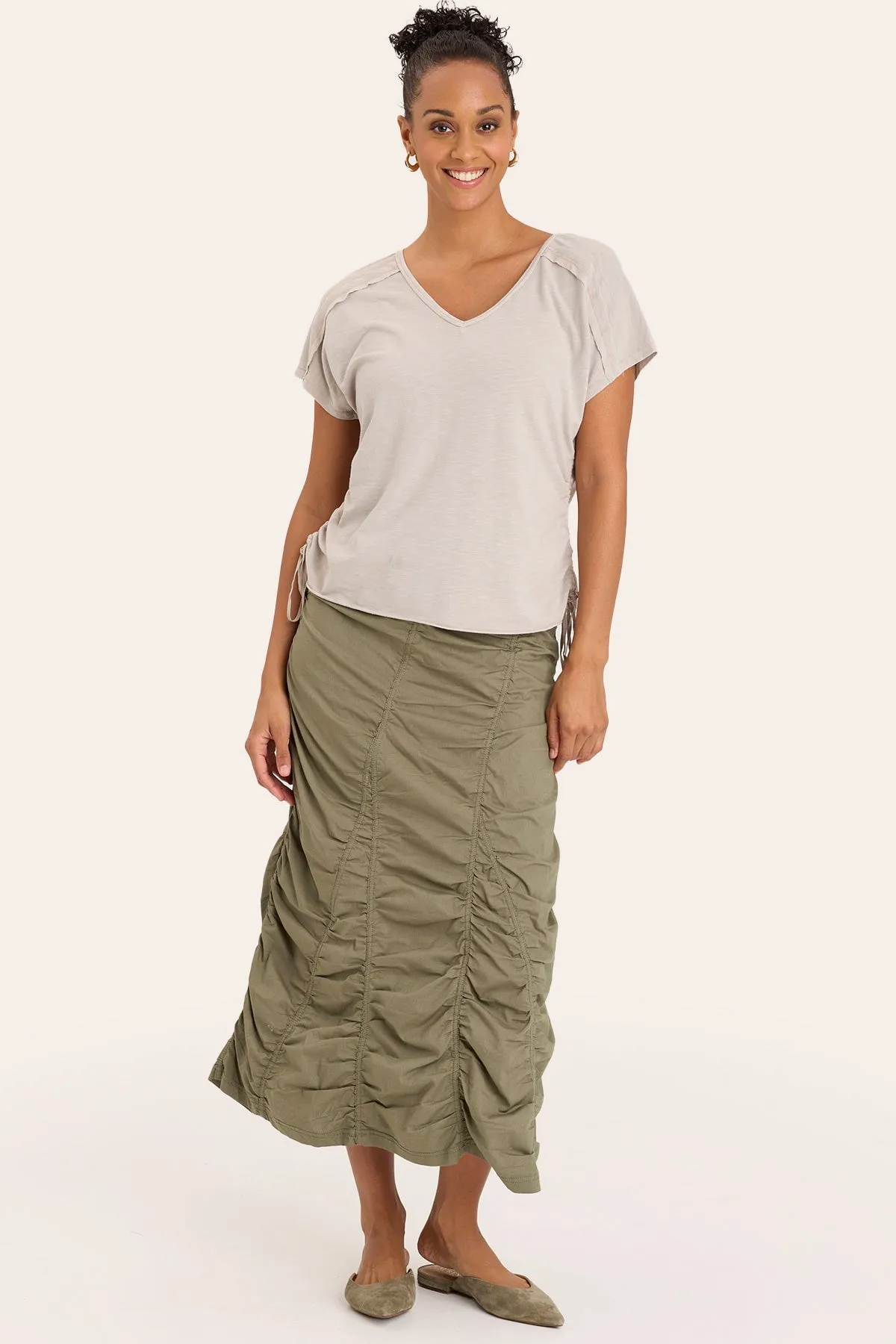 Gored Peasant Skirt Calm Tone Thick Fiber