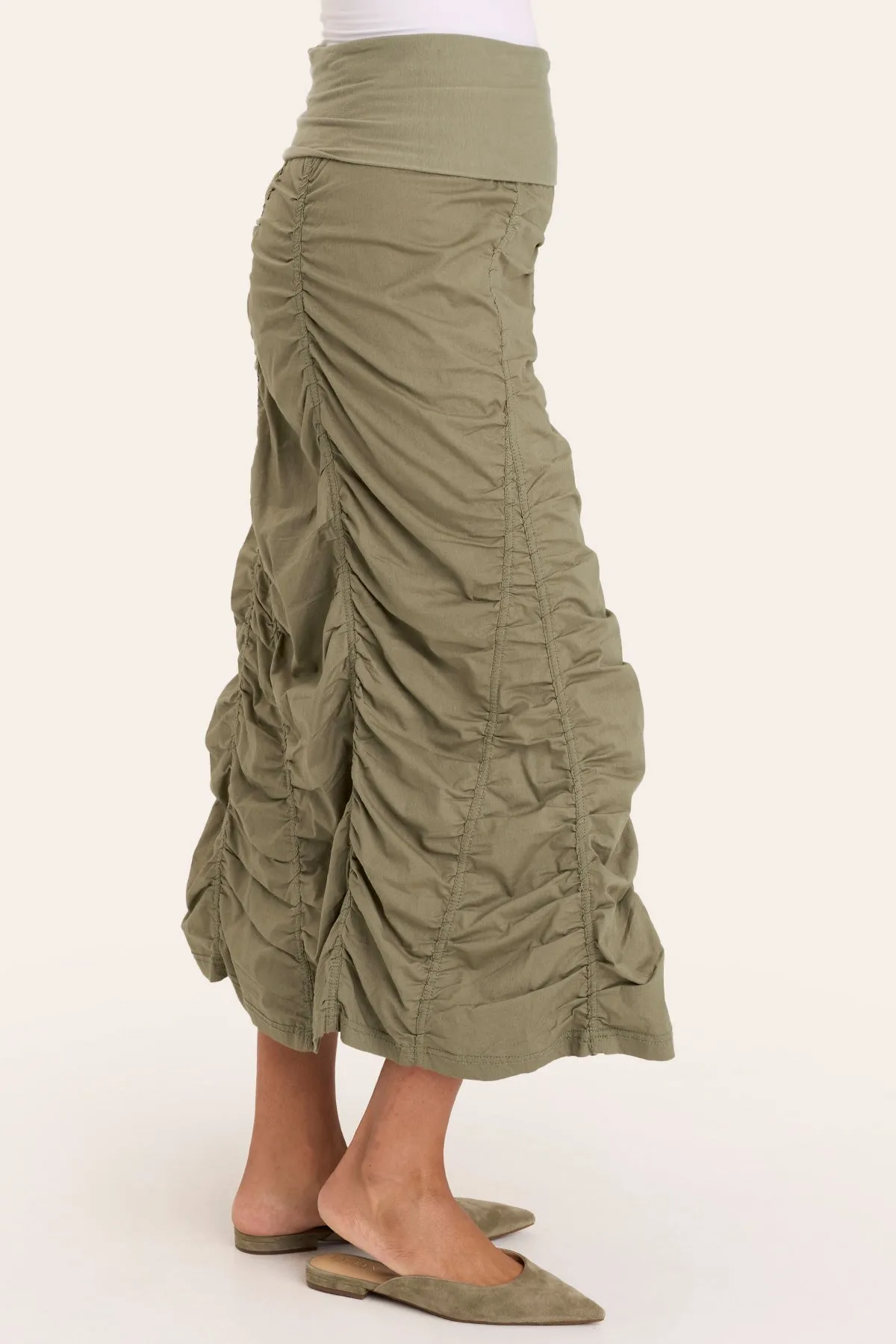 Tencel Blend Fabric AdjustableWaistband Gored Peasant Skirt