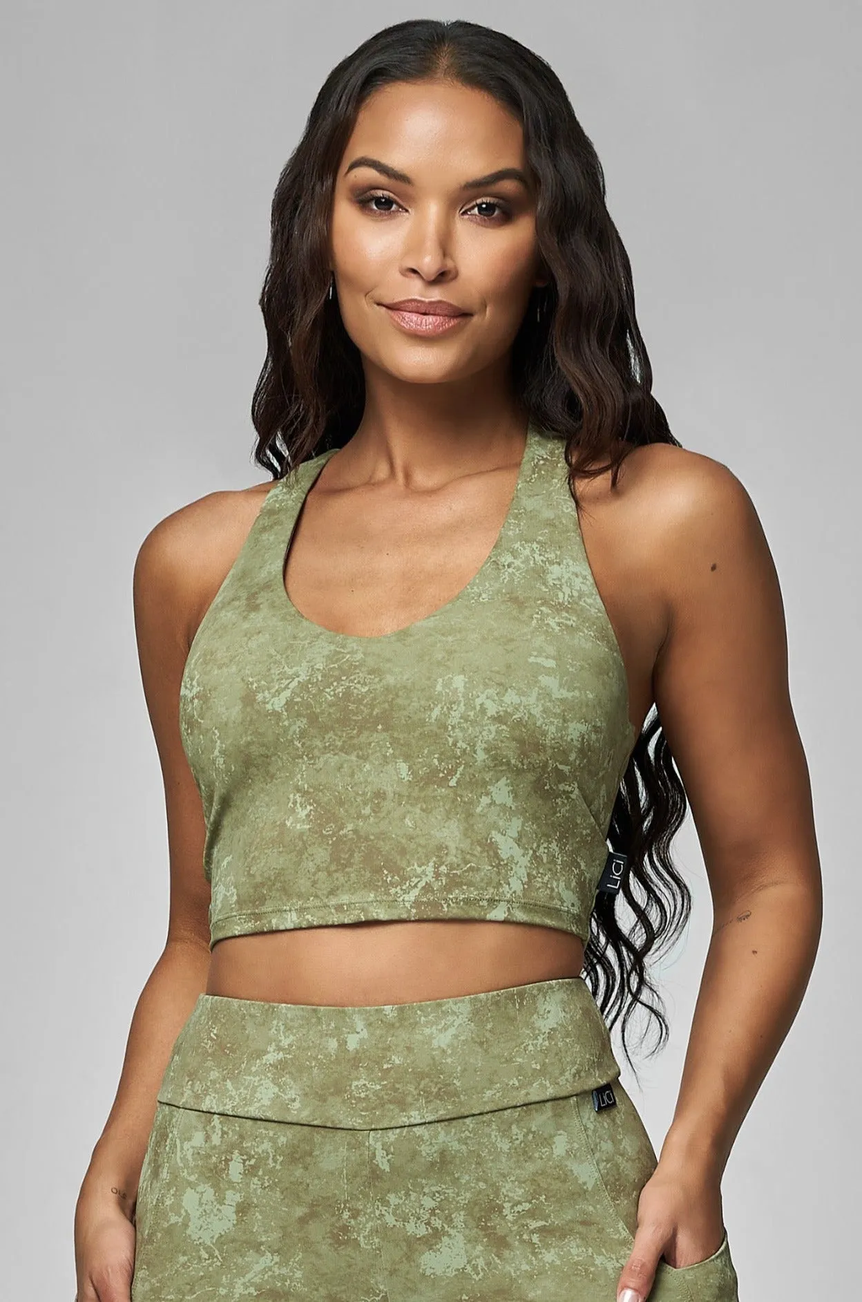 clean look Iris Built-In V-Tank Crop Top