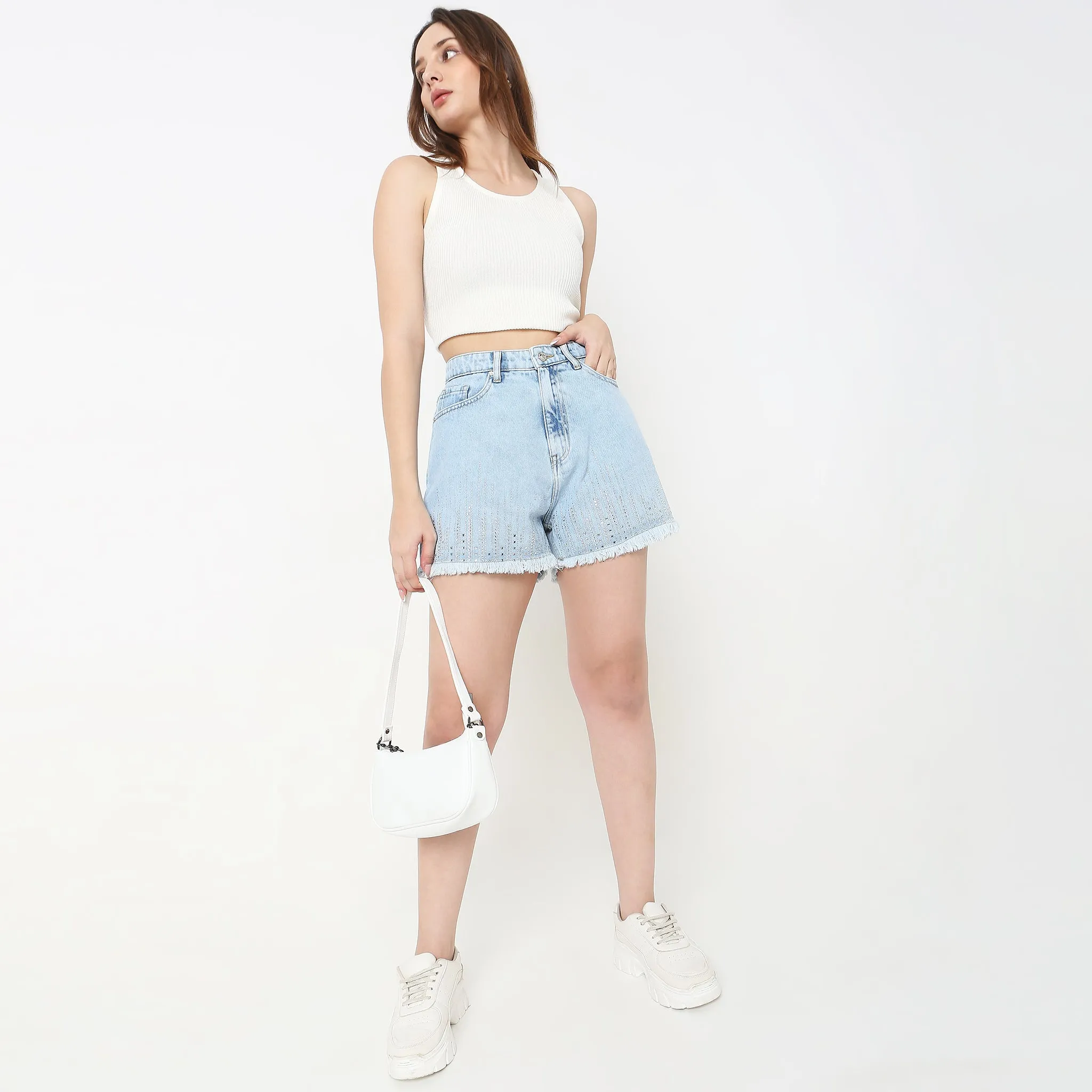 Street Sport Regular Fit Solid High Rise Shorts