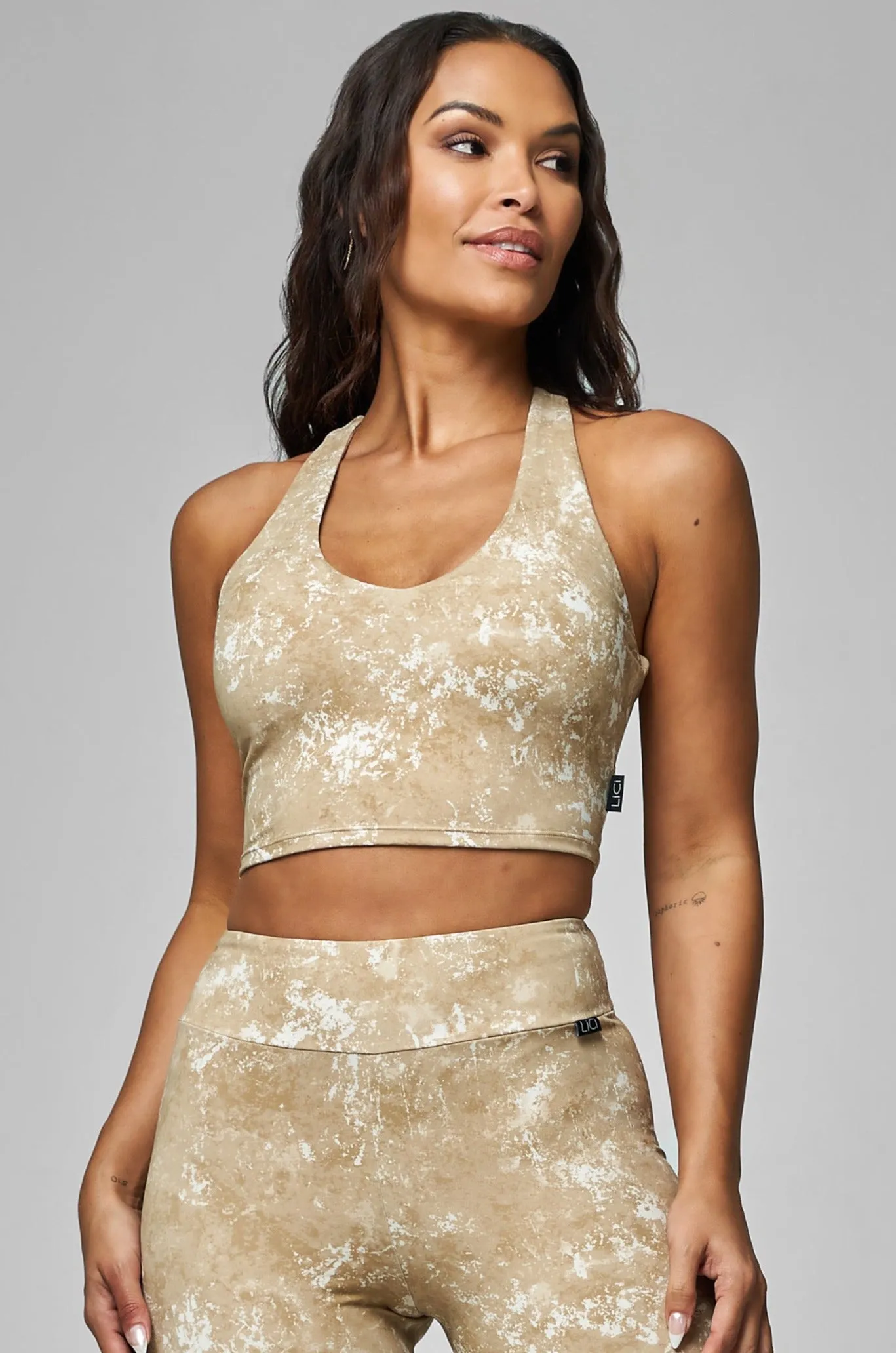 Gaia Built-In V-Tank Crop Top Sunset Scene
