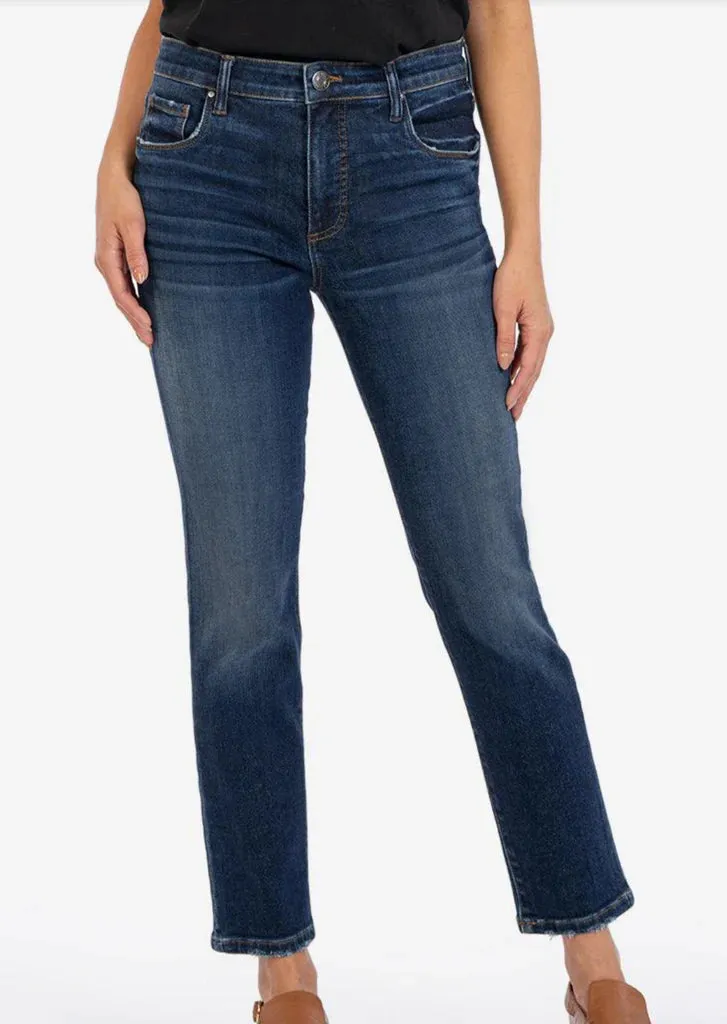 KUT Reese High Rise Fab Ab Ankle Straight Leg Jean Breathable knit