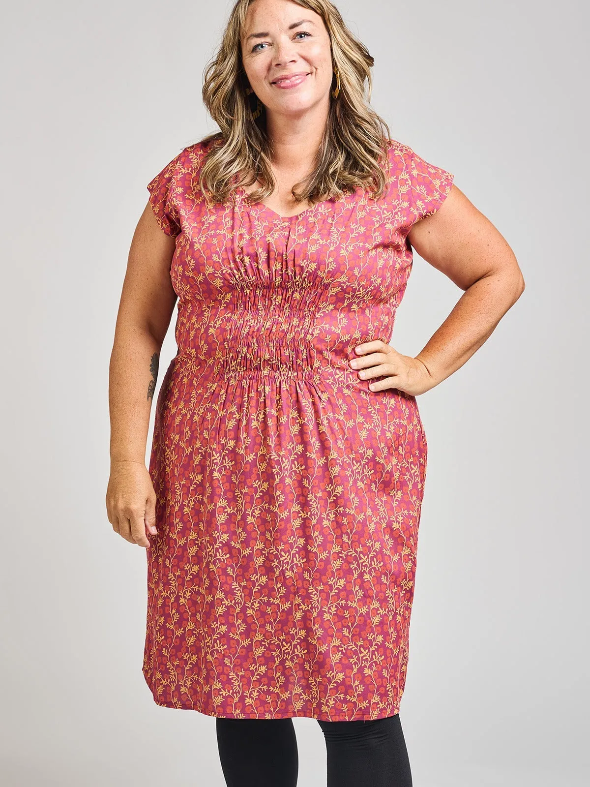 Planet Care Artsy Traveler Plus Size Dress - Berry Poppy